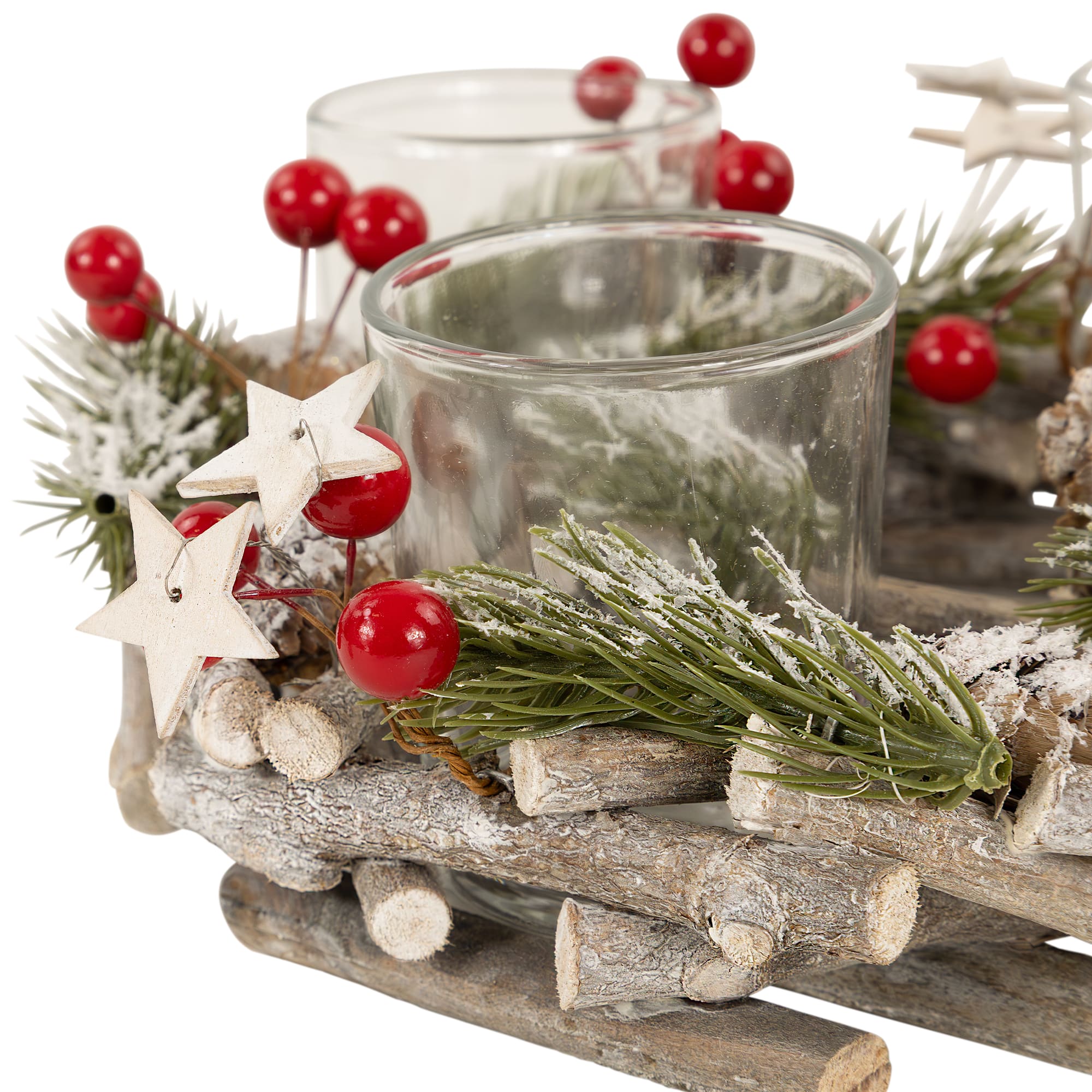 10" Frosted Berries & Branches Votive Candle Holder