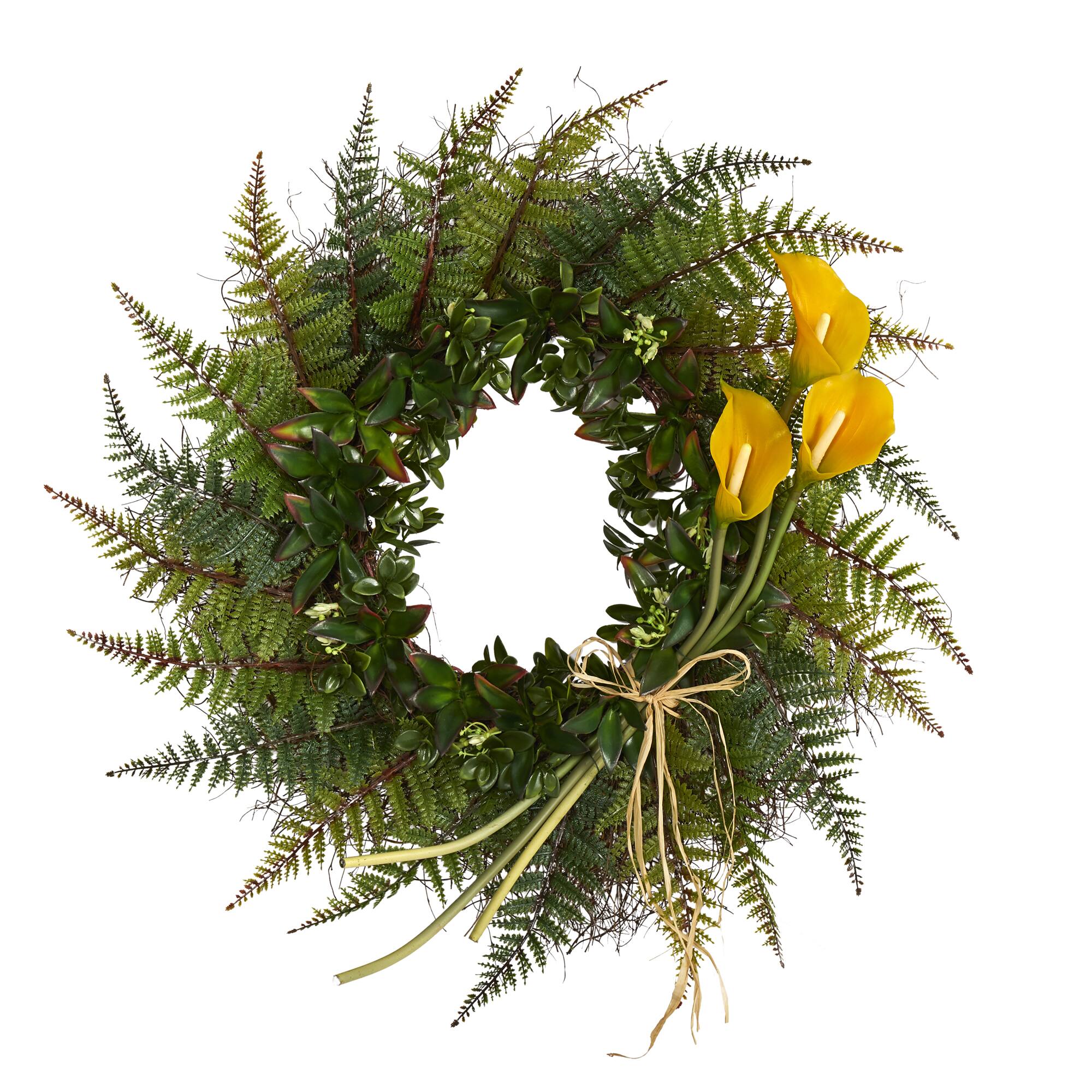 23&#x22; Fern &#x26; Calla Lily Wreath