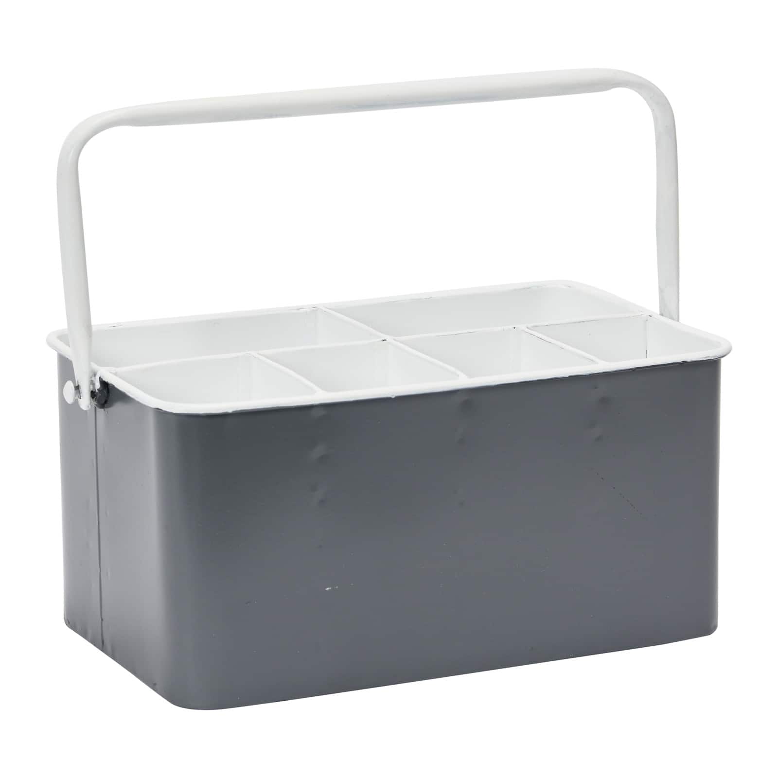 6-Compartment Metal Caddy with Handle