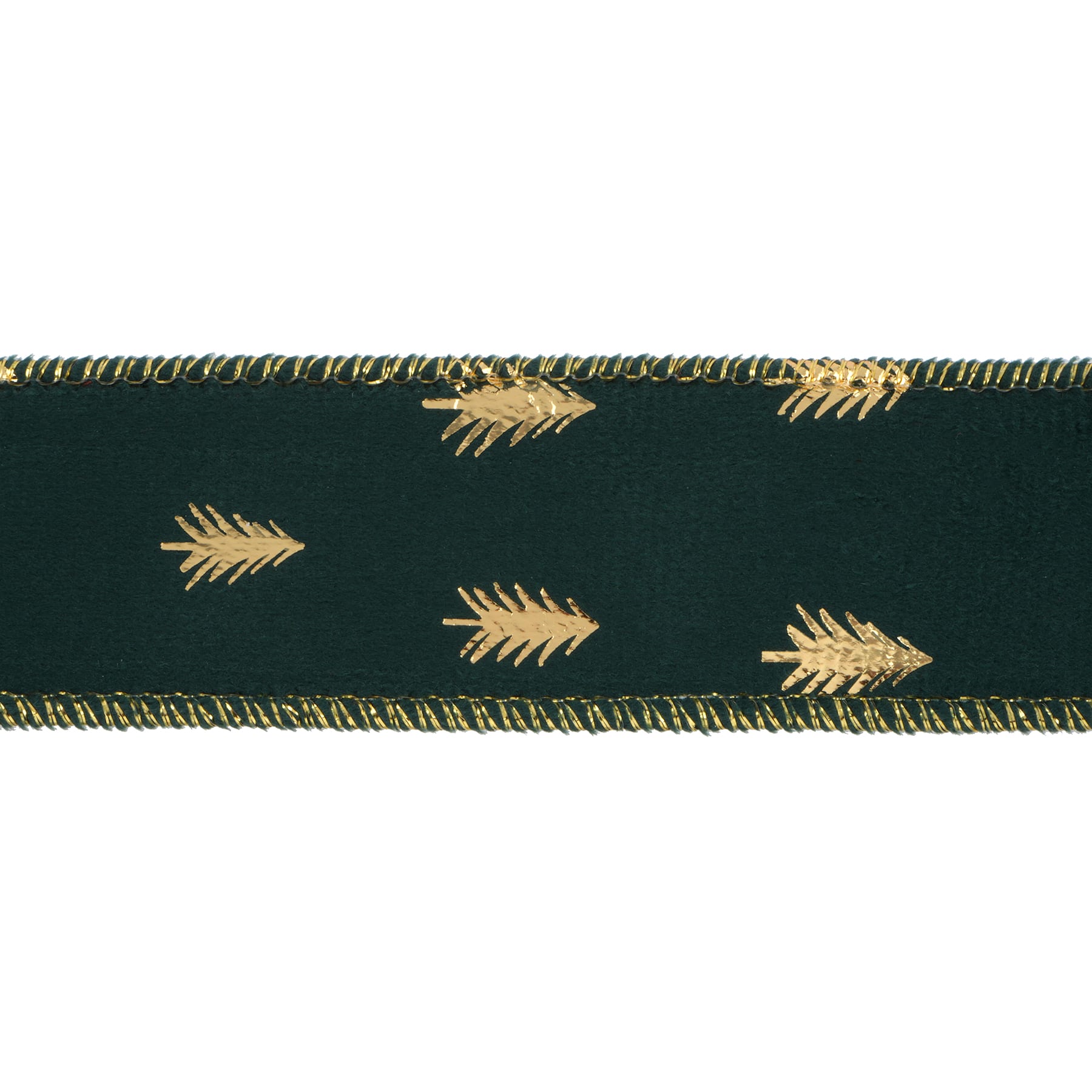 1.5&#x22; x 20ft. Green &#x26; Gold Trees Wired Ribbon by Celebrate It&#xAE;