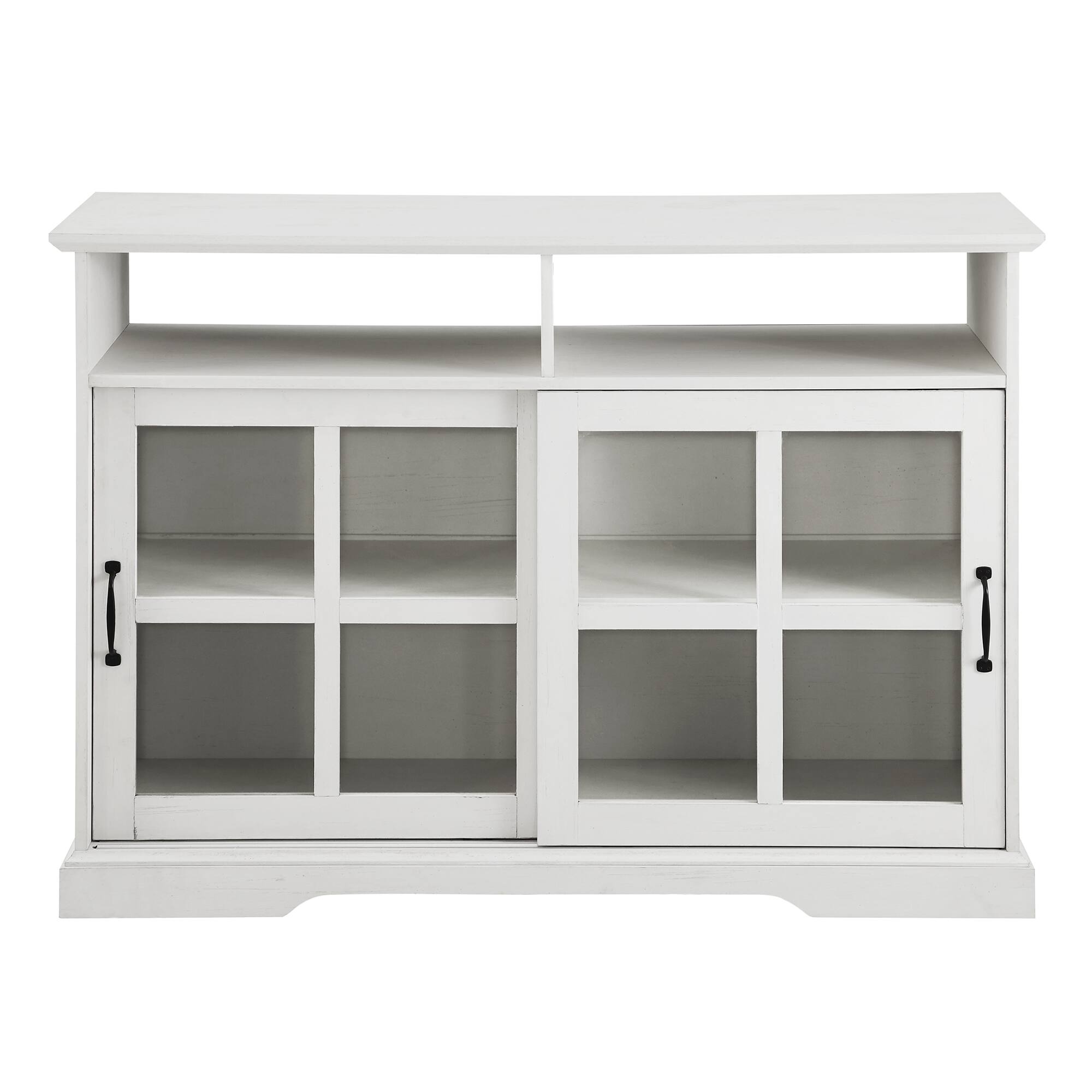 Walker Edison 48" Brushed White Sliding Glass Door Sideboard