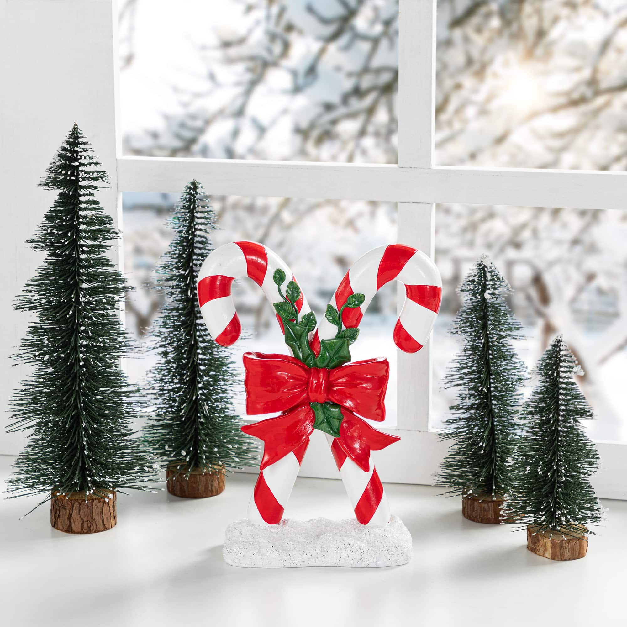 Glitzhome® 10" Christmas Resin Candy Cane Table Decor