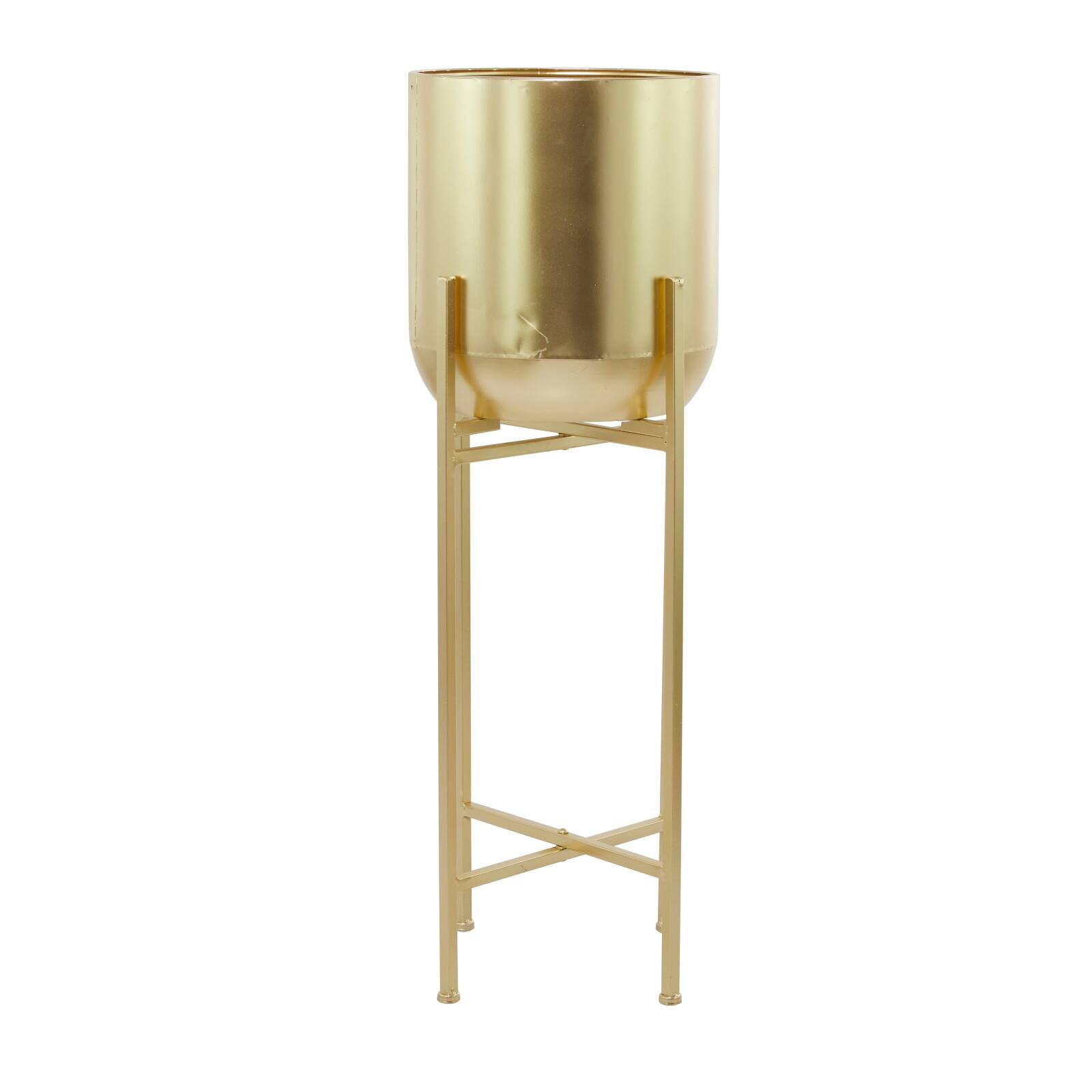 Gold Modern Planter, 13&#x22; x 13&#x22; x 46&#x22;