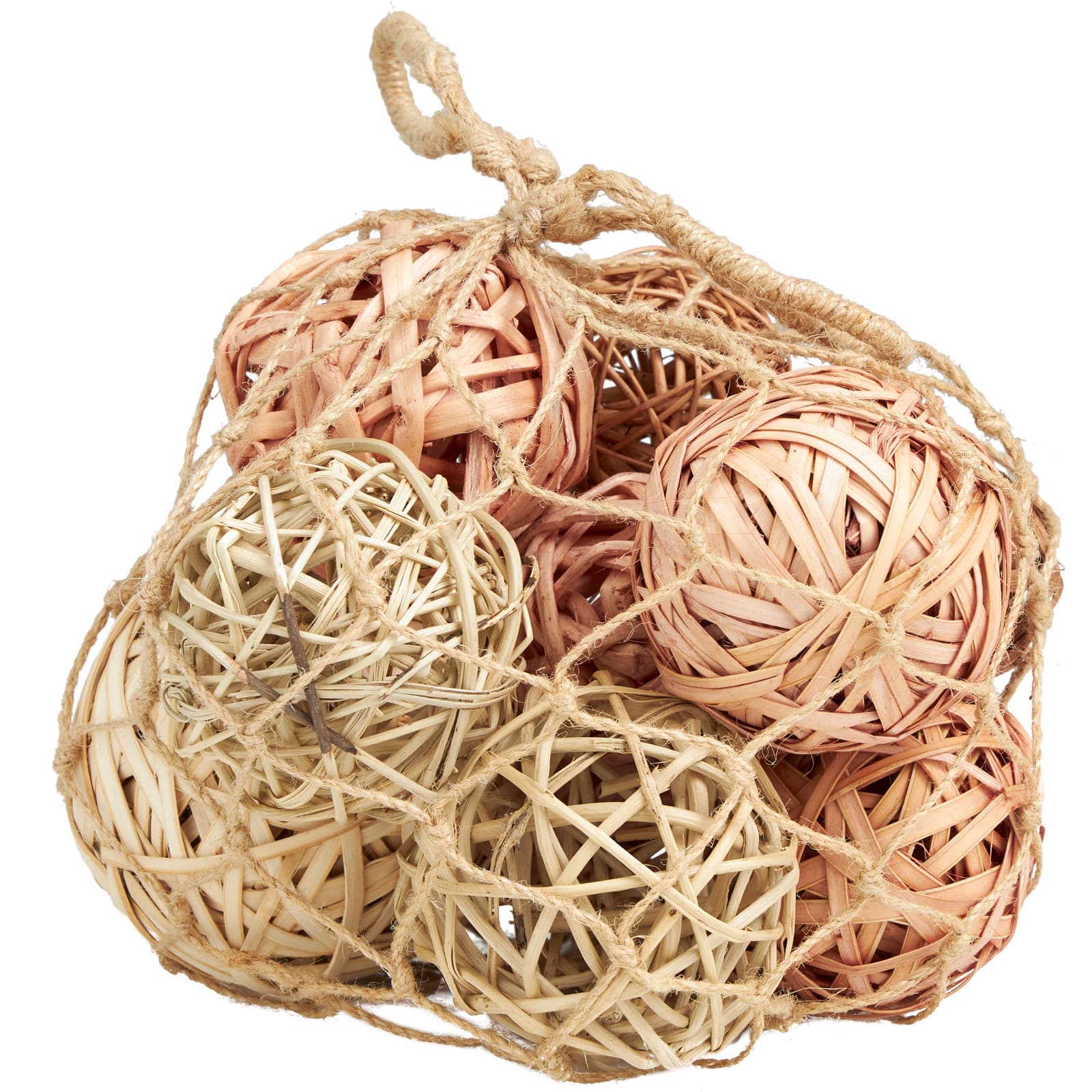 Light Brown Dried Plant Handmade Orbs & Vase Filler with Fishnet Bag Set