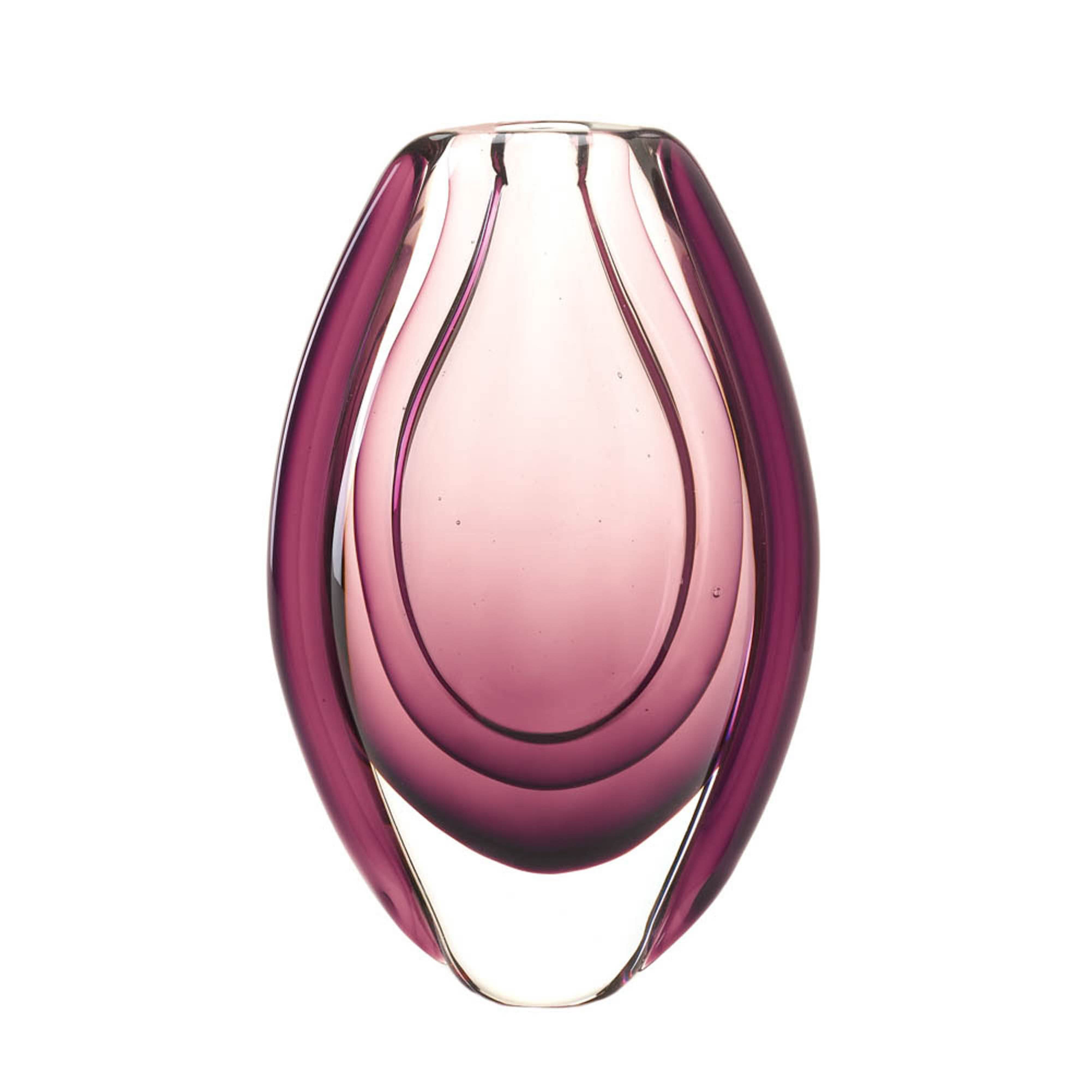8.5&#x22; Wild Orchid Art Glass Vase