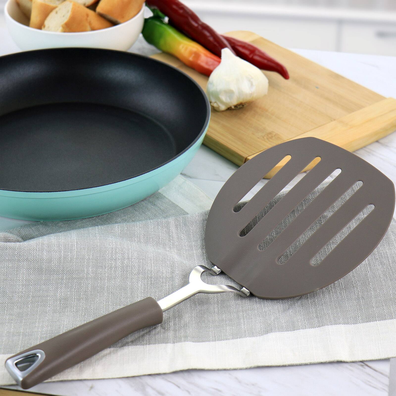 Martha Stewart Large Taupe Nylon Slotted Spatula