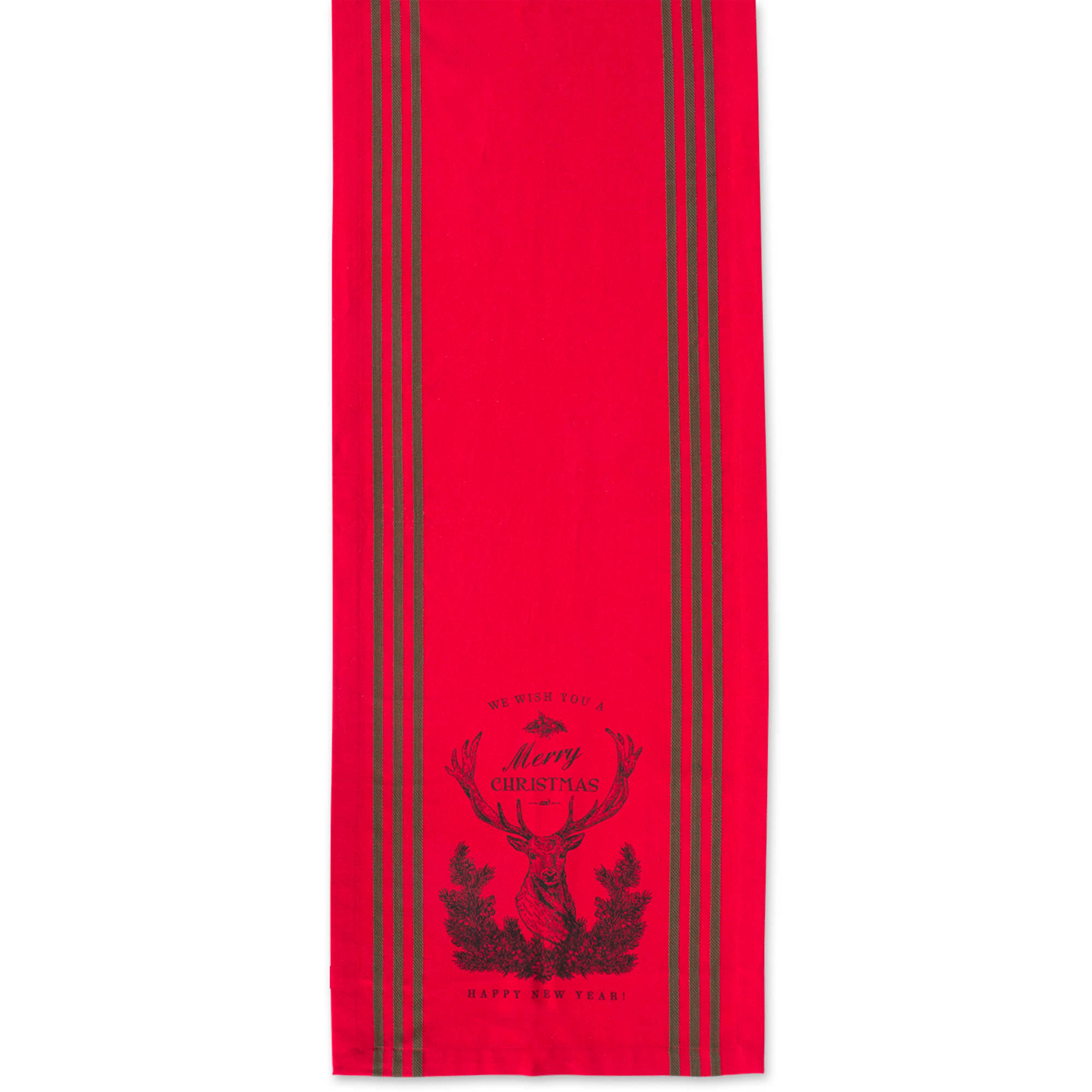 DII&#xAE; 108&#x22; Red Stag Christmas Print Table Runner