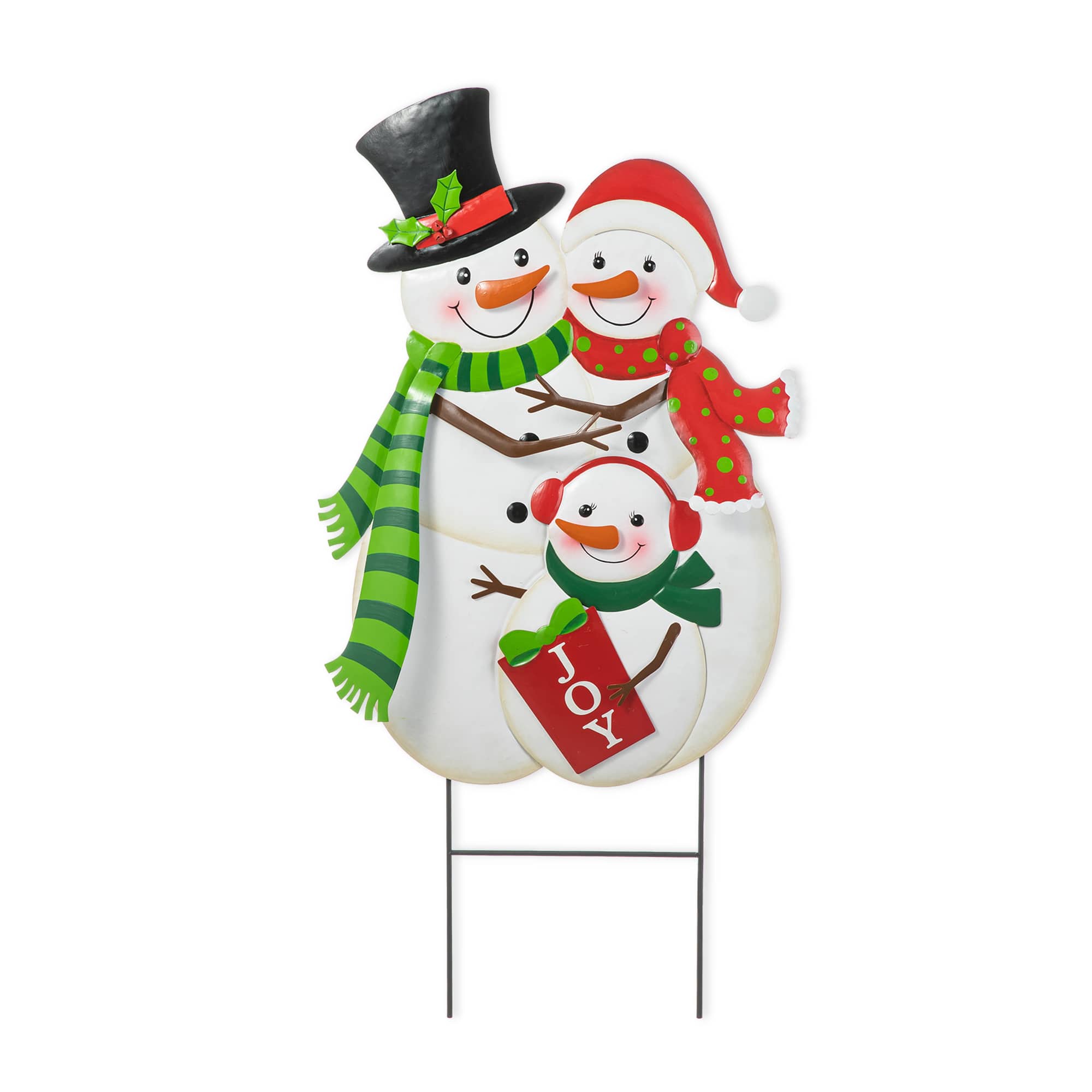Glitzhome&#xAE; 2.5ft. Metal Snowman Family Yard Stake
