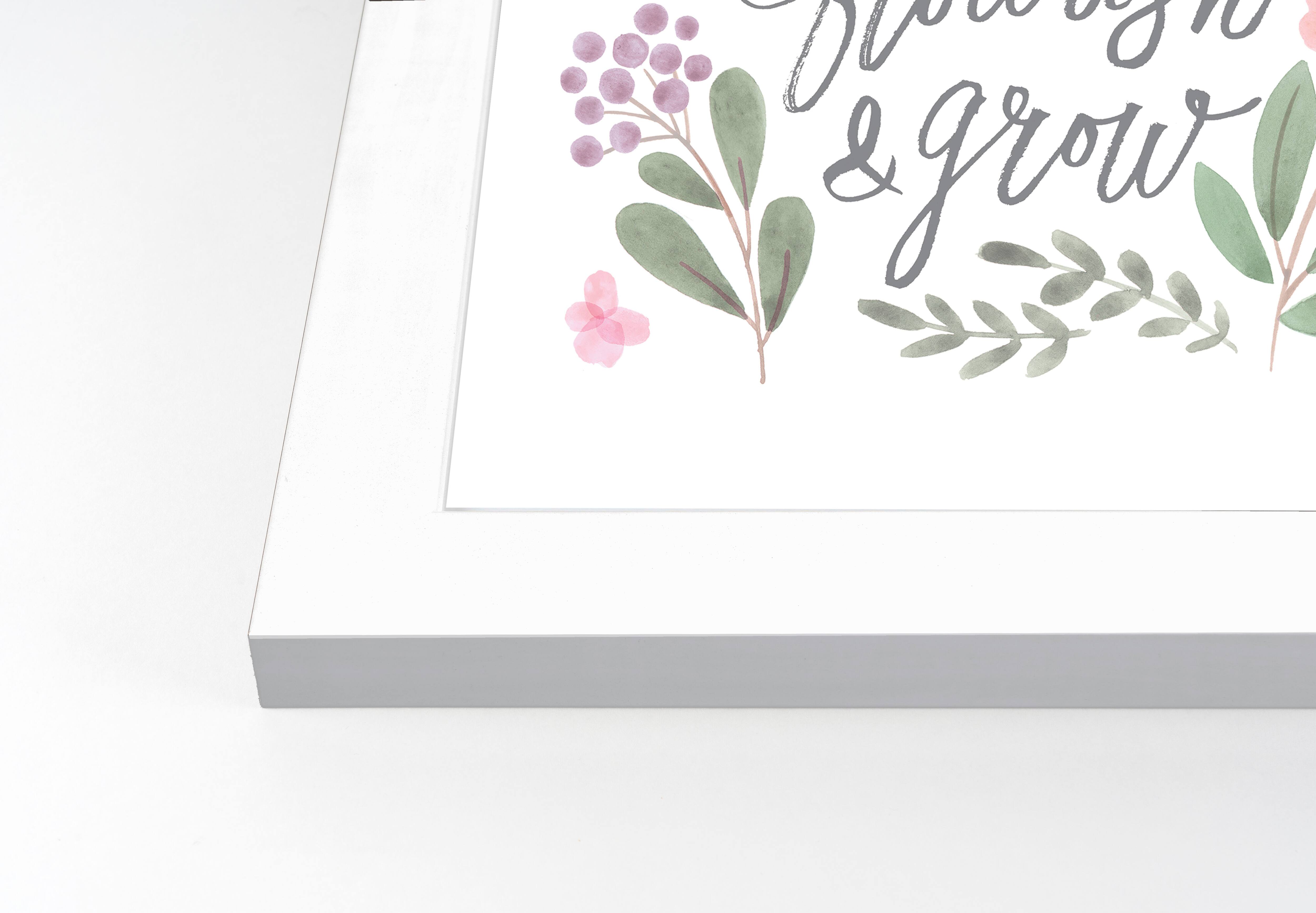 Flourish and Grow 16" x 16" White Framed Print Under Plexiglass