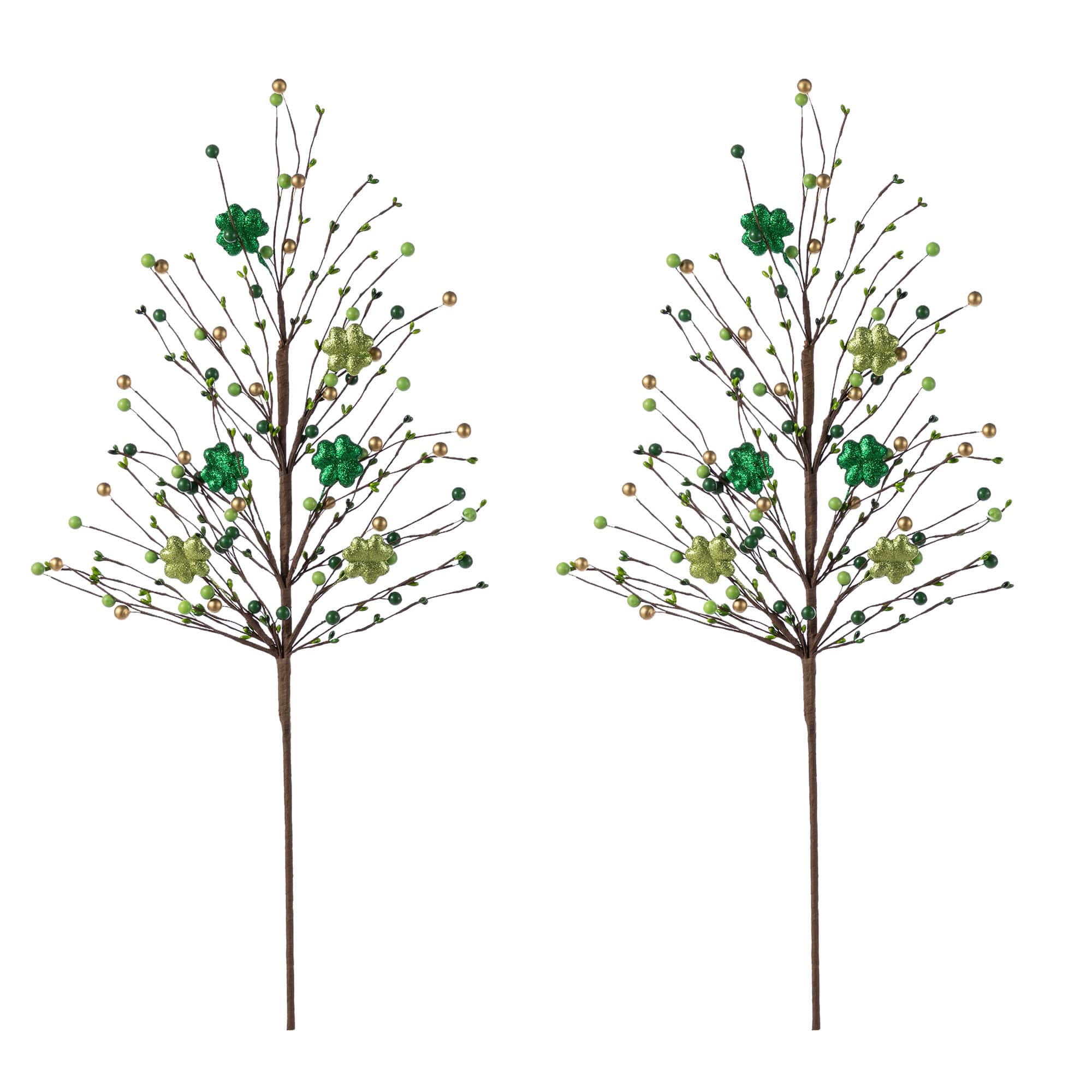 Glitzhome® 28" St. Patrick's Berry & Shamrock Picks Set