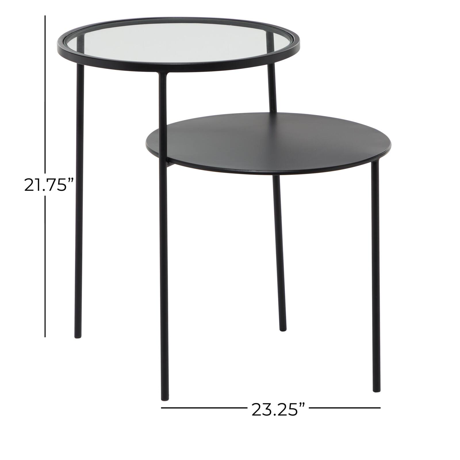 23&#x22; Black Modern Metal Accent Table