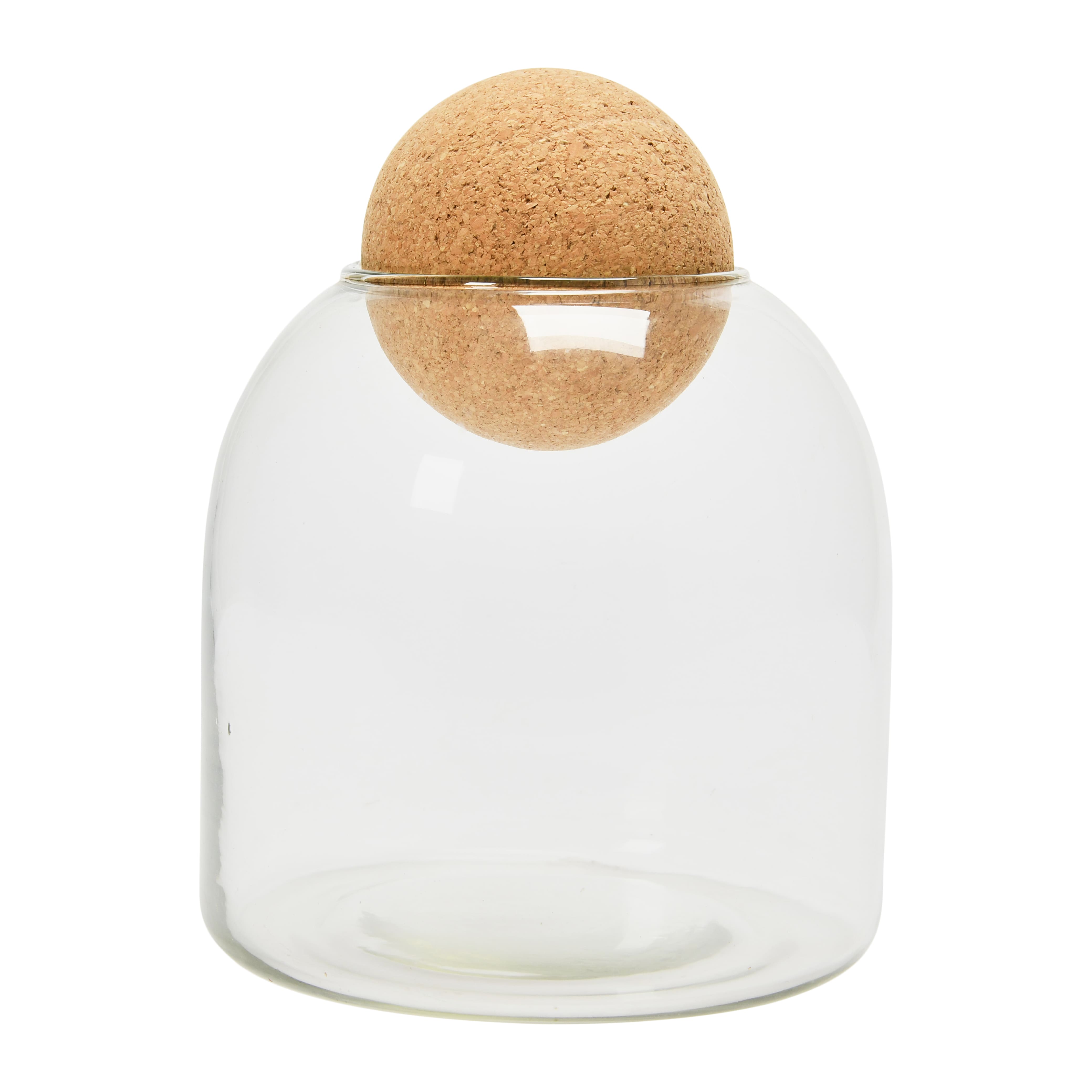 Glass Jar with Cork Ball Lid