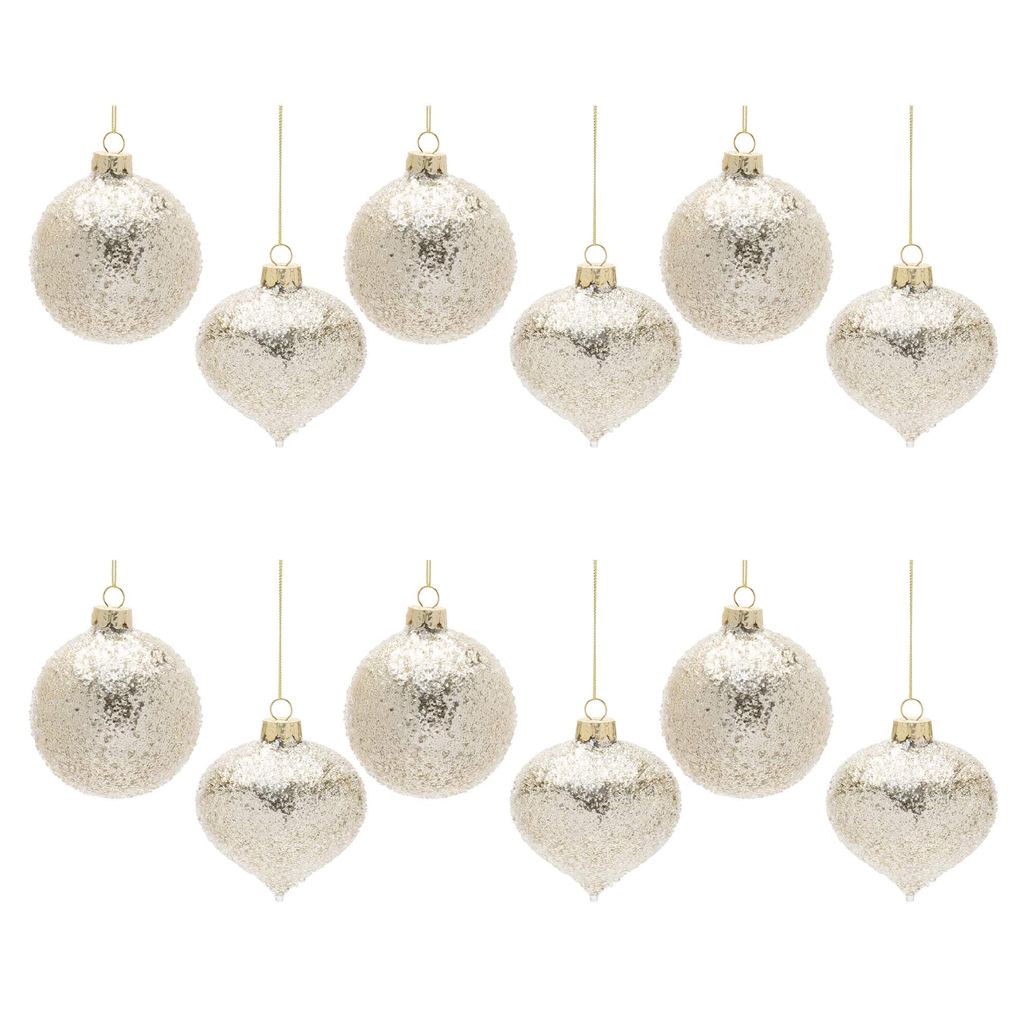 Gold Beaded Glass Ornament Set