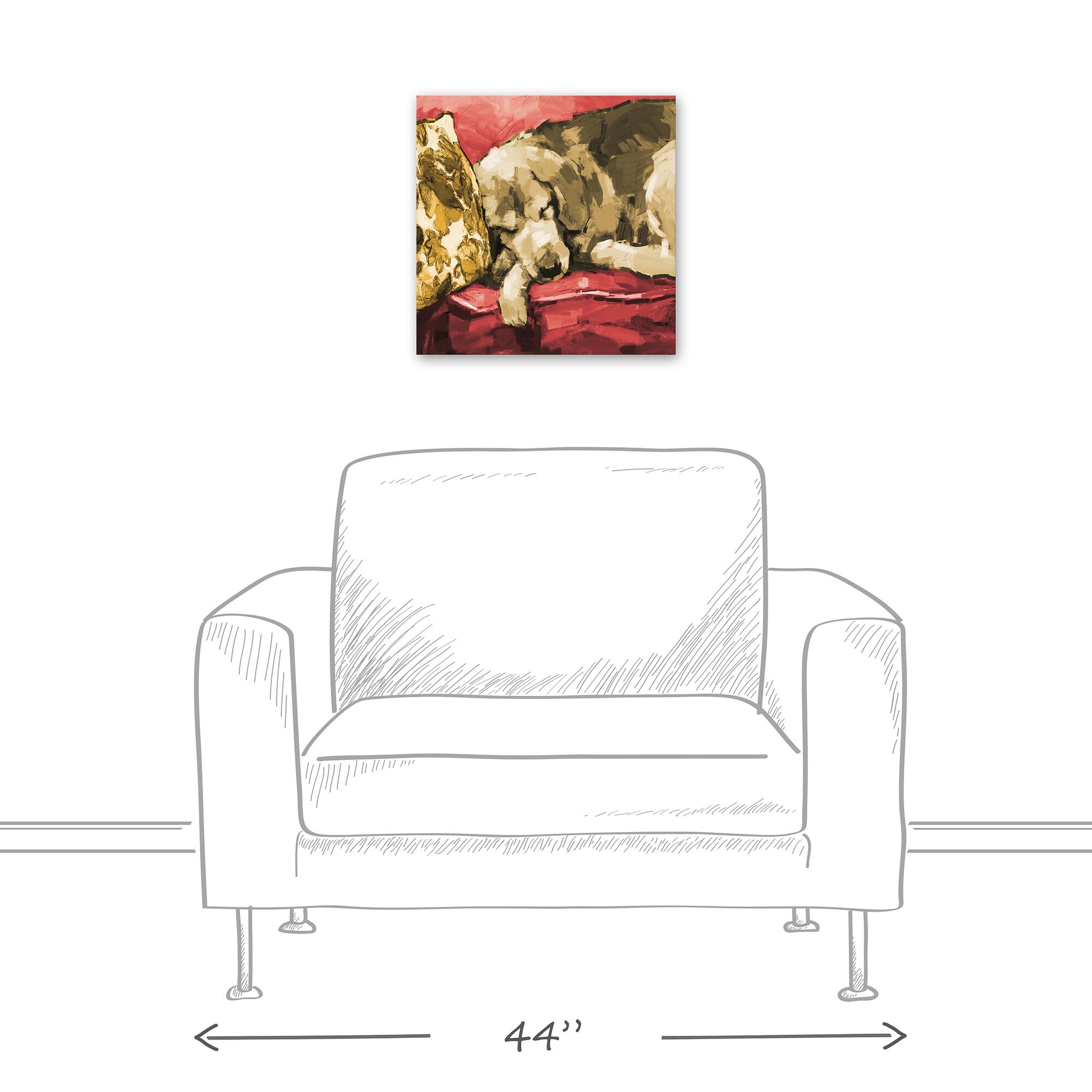 Painted Golden Retriever Couch 2 Canvas Wall Art