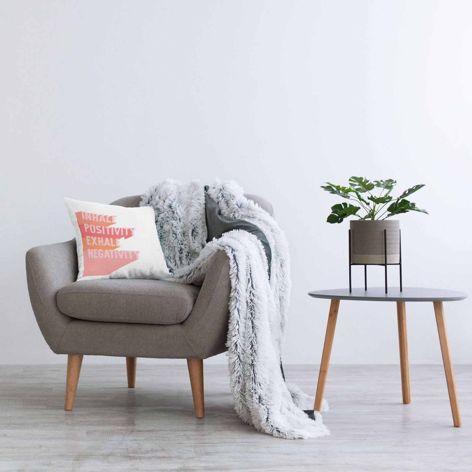 Stupell Industries Inhale Positivity Exhale Negativity Motivational Phrase Pink Pop Throw Pillow 18" x 18"