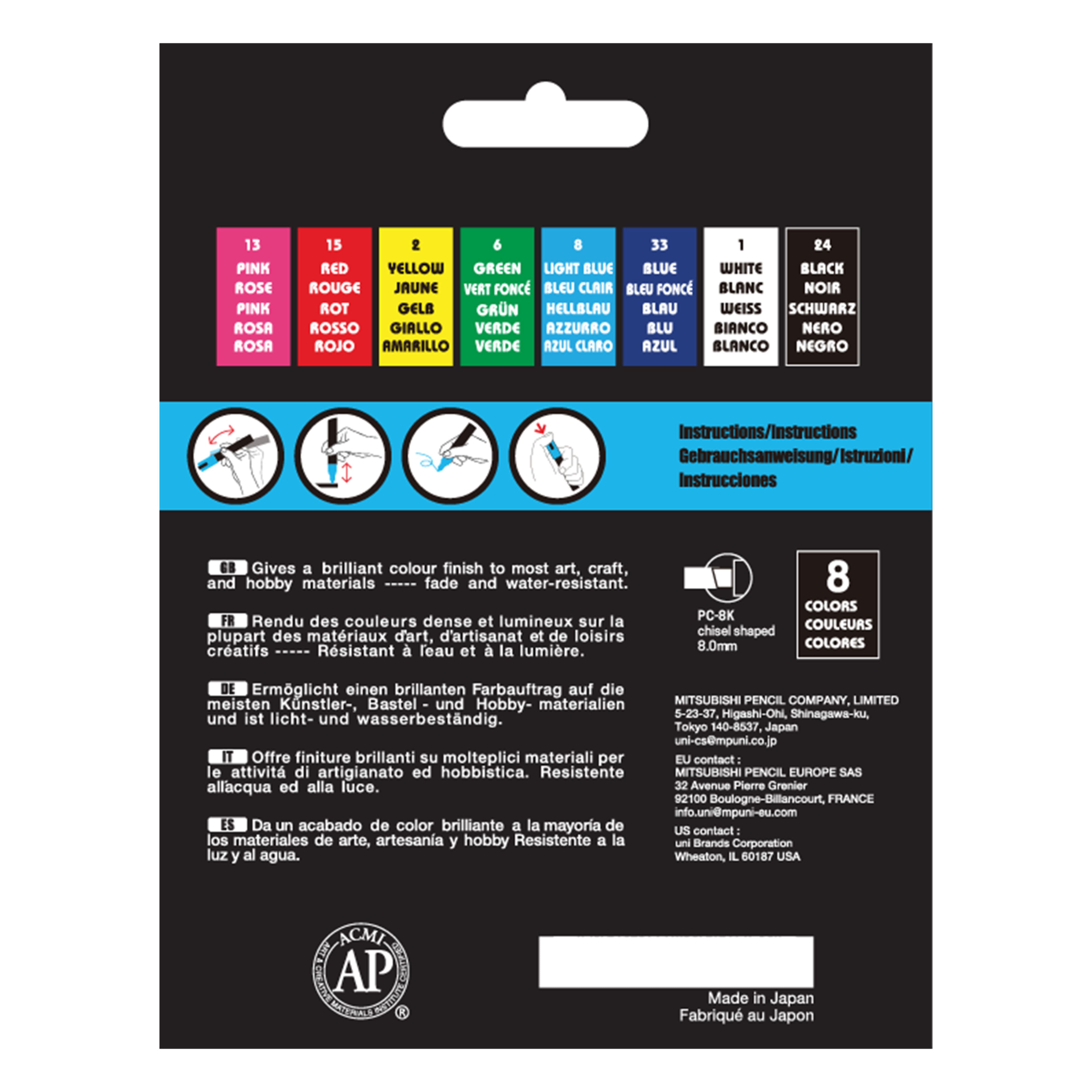 POSCA® PC-8K 8mm Chisel Tip Paint Markers