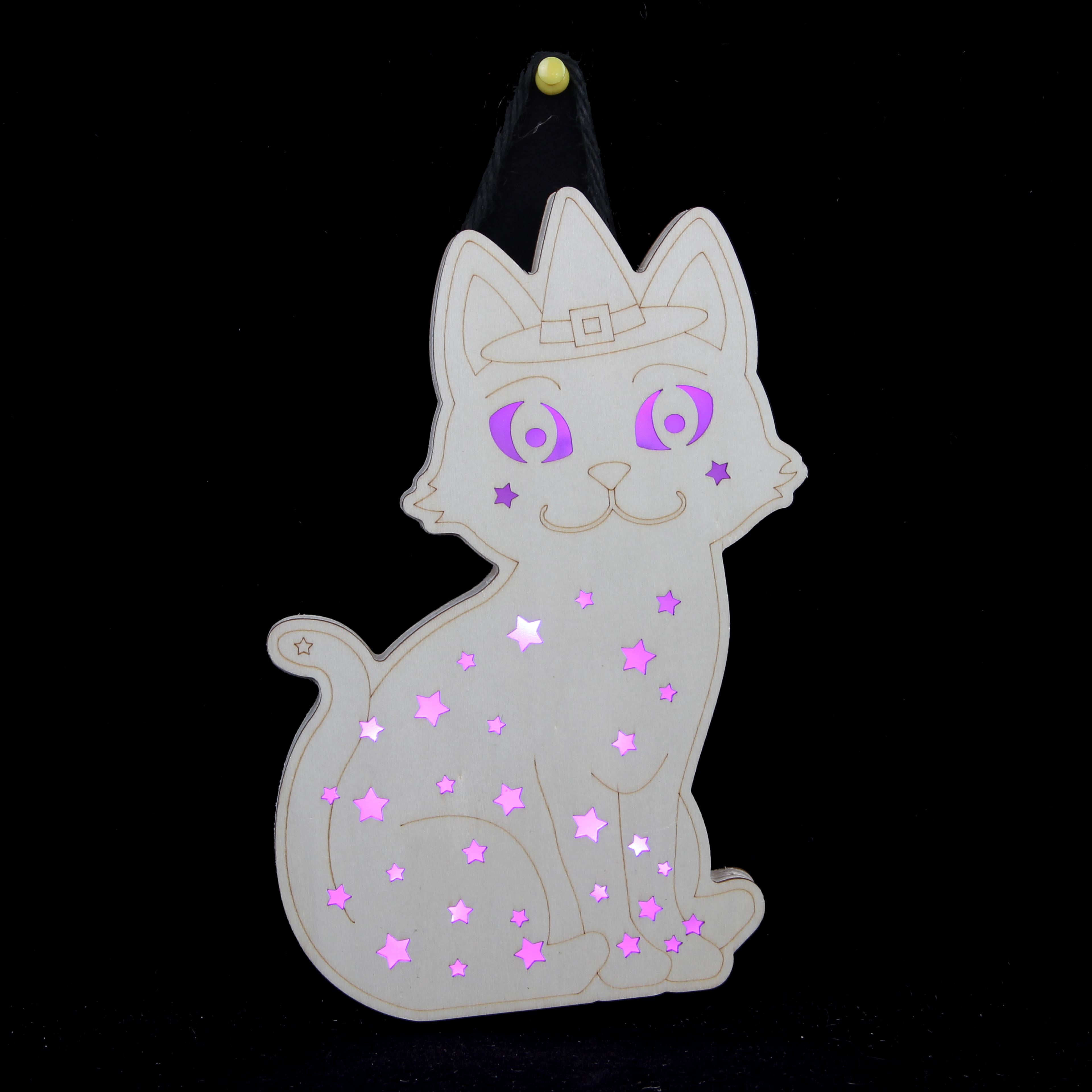 8.5&#x22; Witch Cat DIY LED Plywood D&#xE9;cor by Make Market&#xAE;