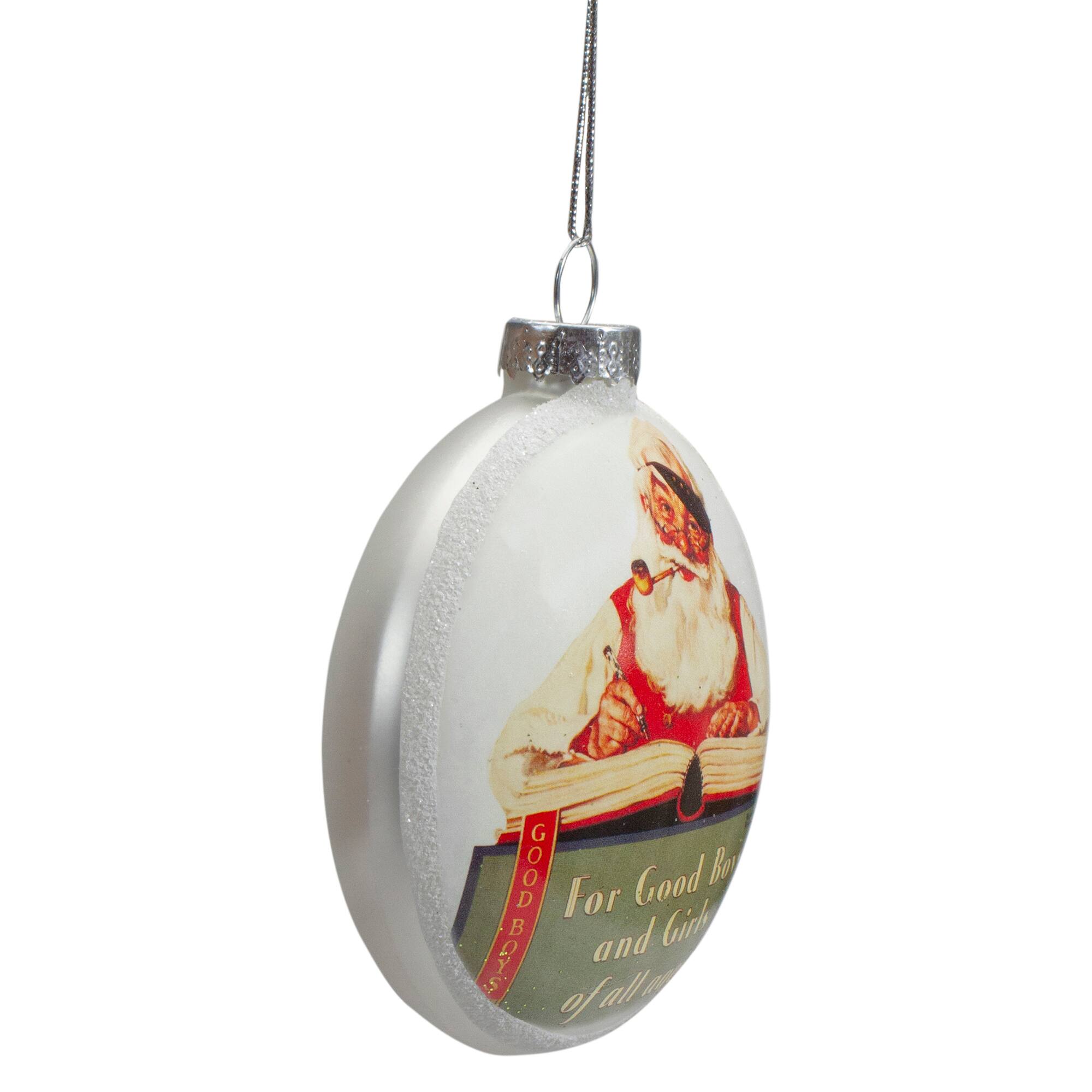 3" Norman Rockwell No Christmas Problem Now Glass Disc Ornament