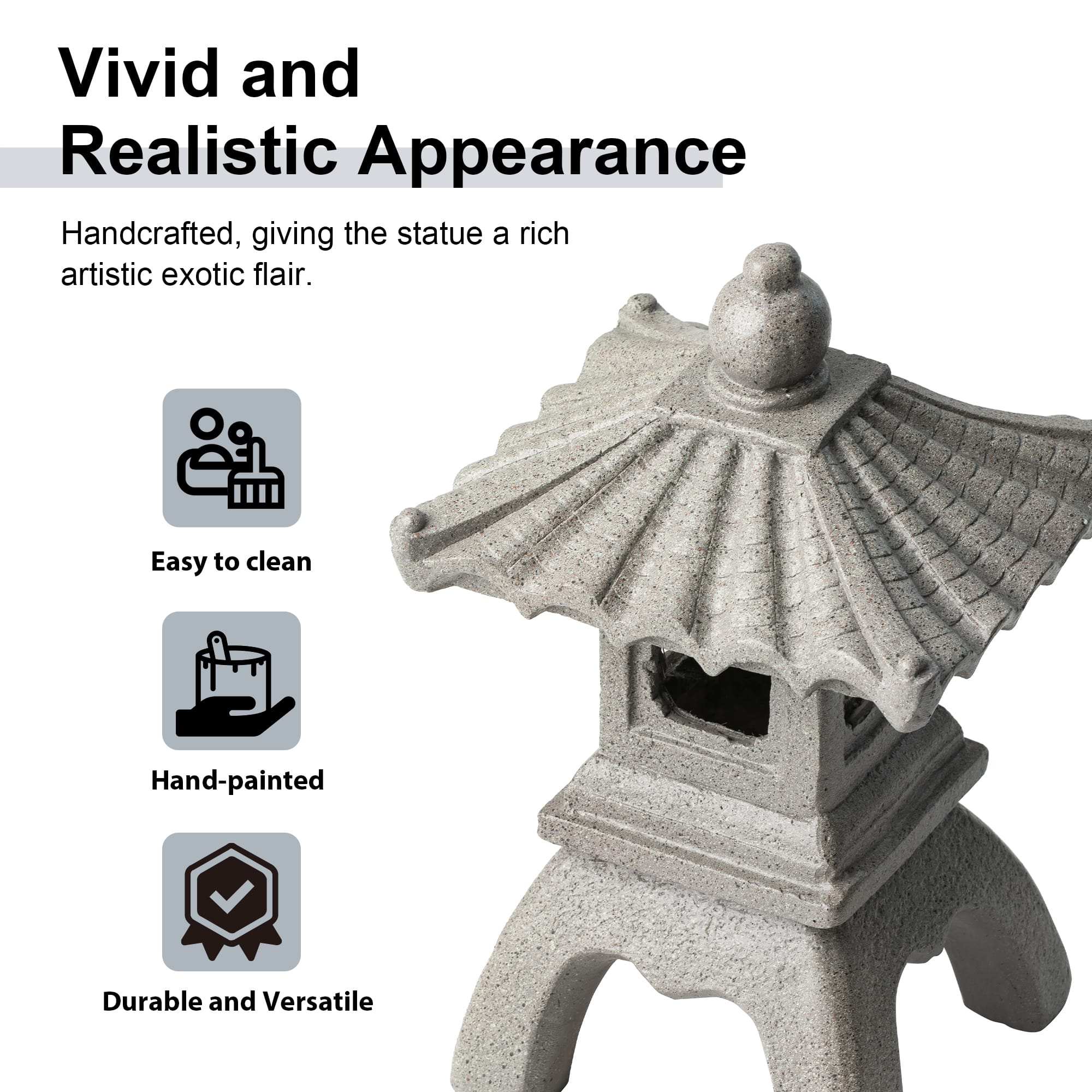 Glitzhome® 16" MGO Faux Concrete Pagoda Garden Statue