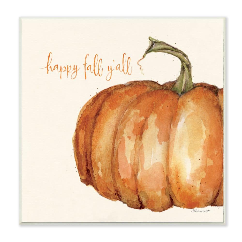 Stupell Industries Happy Fall Yall Autumn Pumpkin Seasonal Design,12&#x22; x 12&#x22;