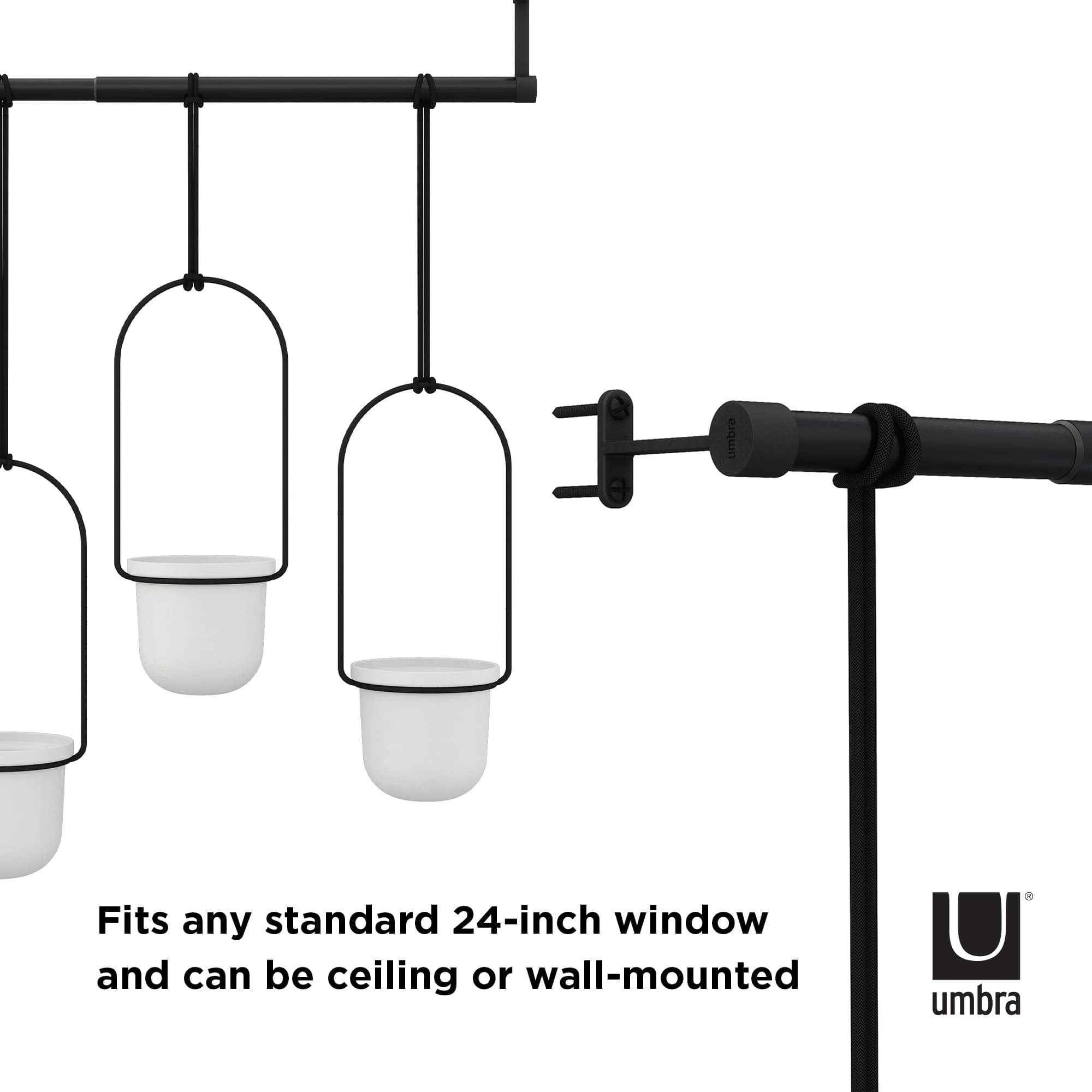 Umbra White & Black Triflora Hanging Planter Set