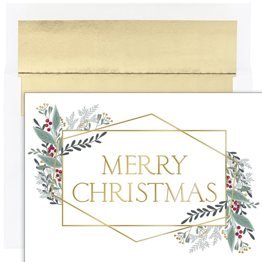JAM Paper 5" x 7" Modern Christmas Cards & Matching Envelopes Set, 16ct.