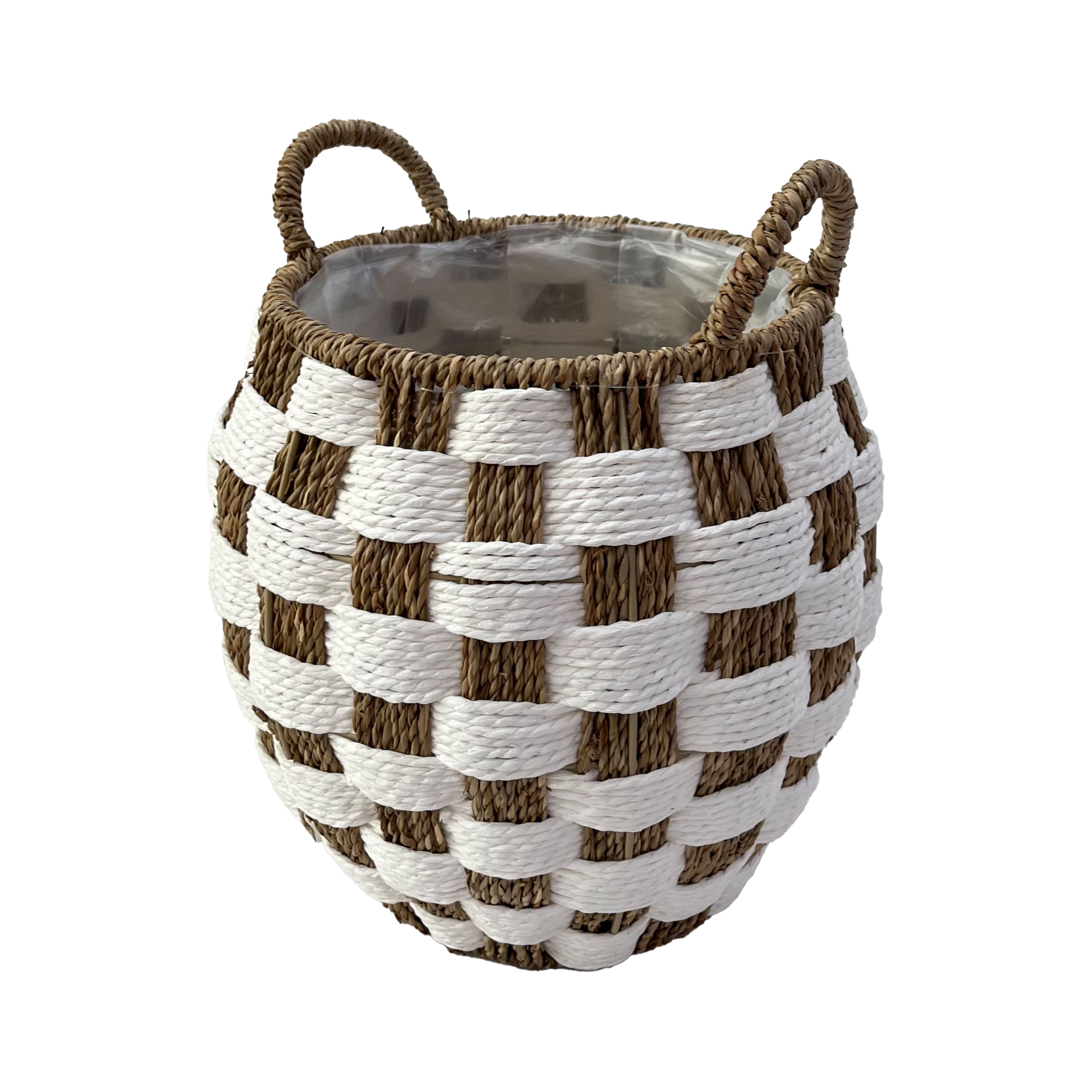 Large Brown &#x26; White Checkered Basket by Ashland&#xAE;