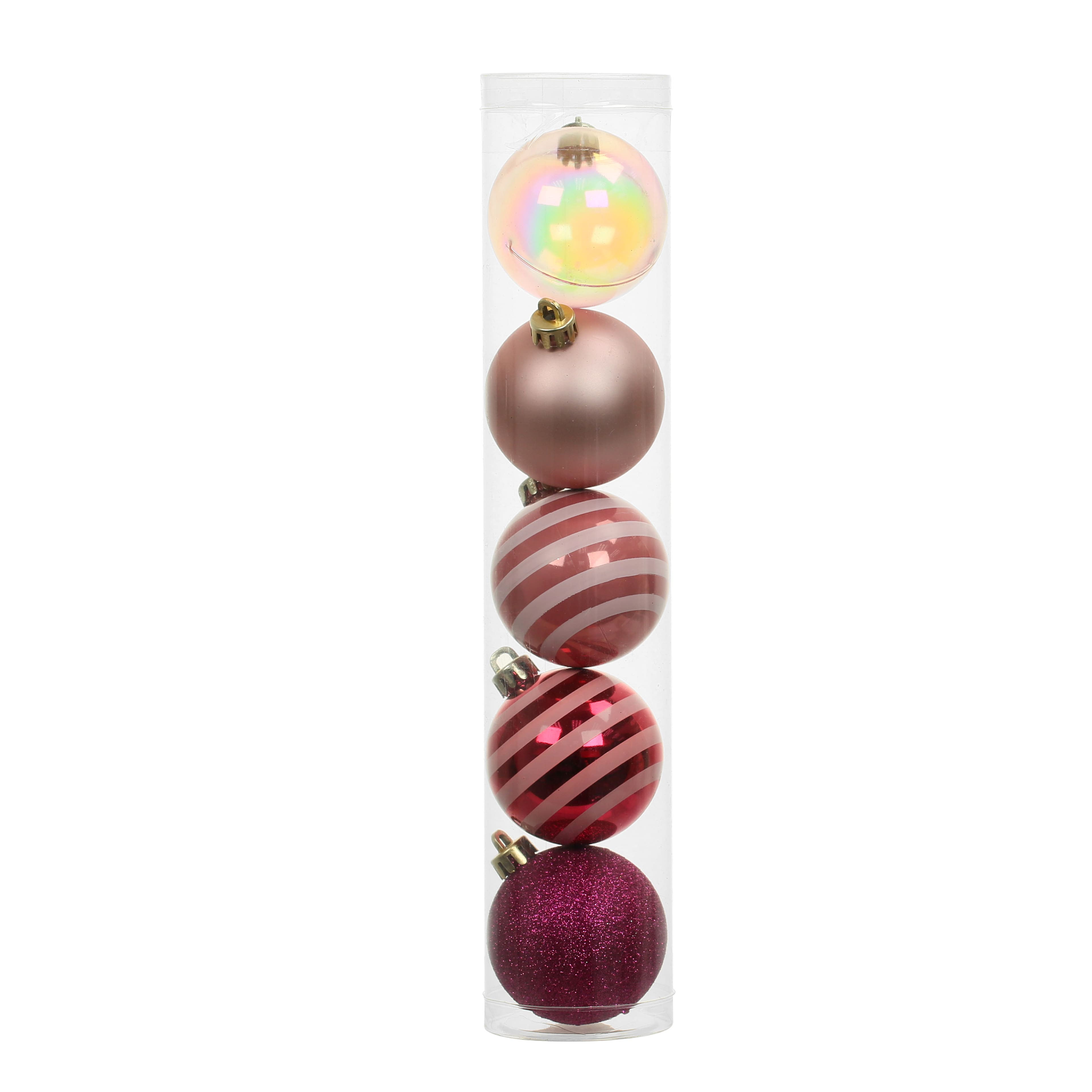 5 Pack 2.2&#x22; Pink Shatterproof Ball Ornaments by Ashland&#xAE;
