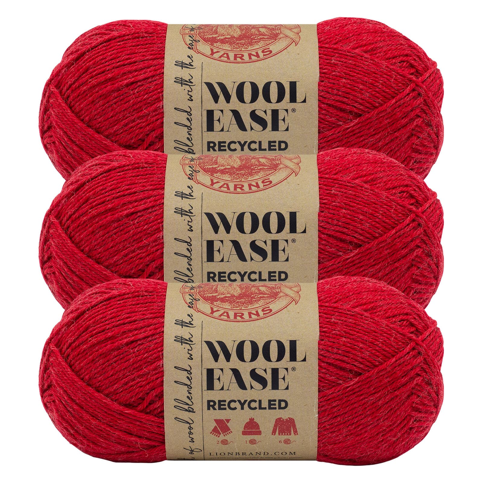 3 Pack Lion Brand® Wool-Ease® Recycled Solid Yarn