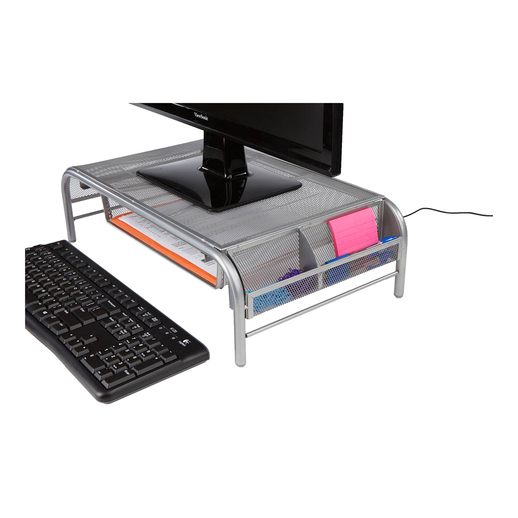 Mind Reader Metal Mesh Monitor Stand & Desk Organizer