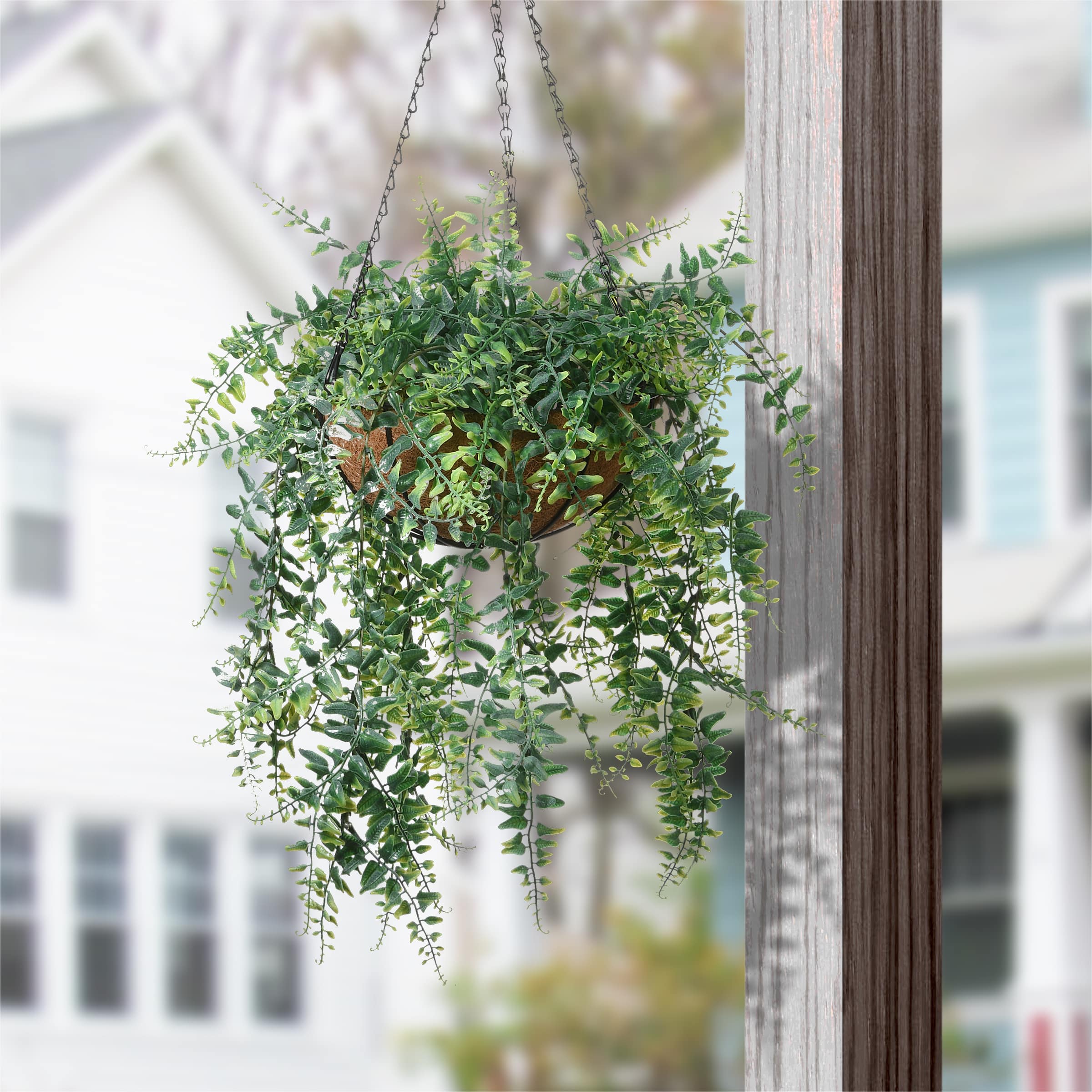 21" Fern Leaves Hanging Basket