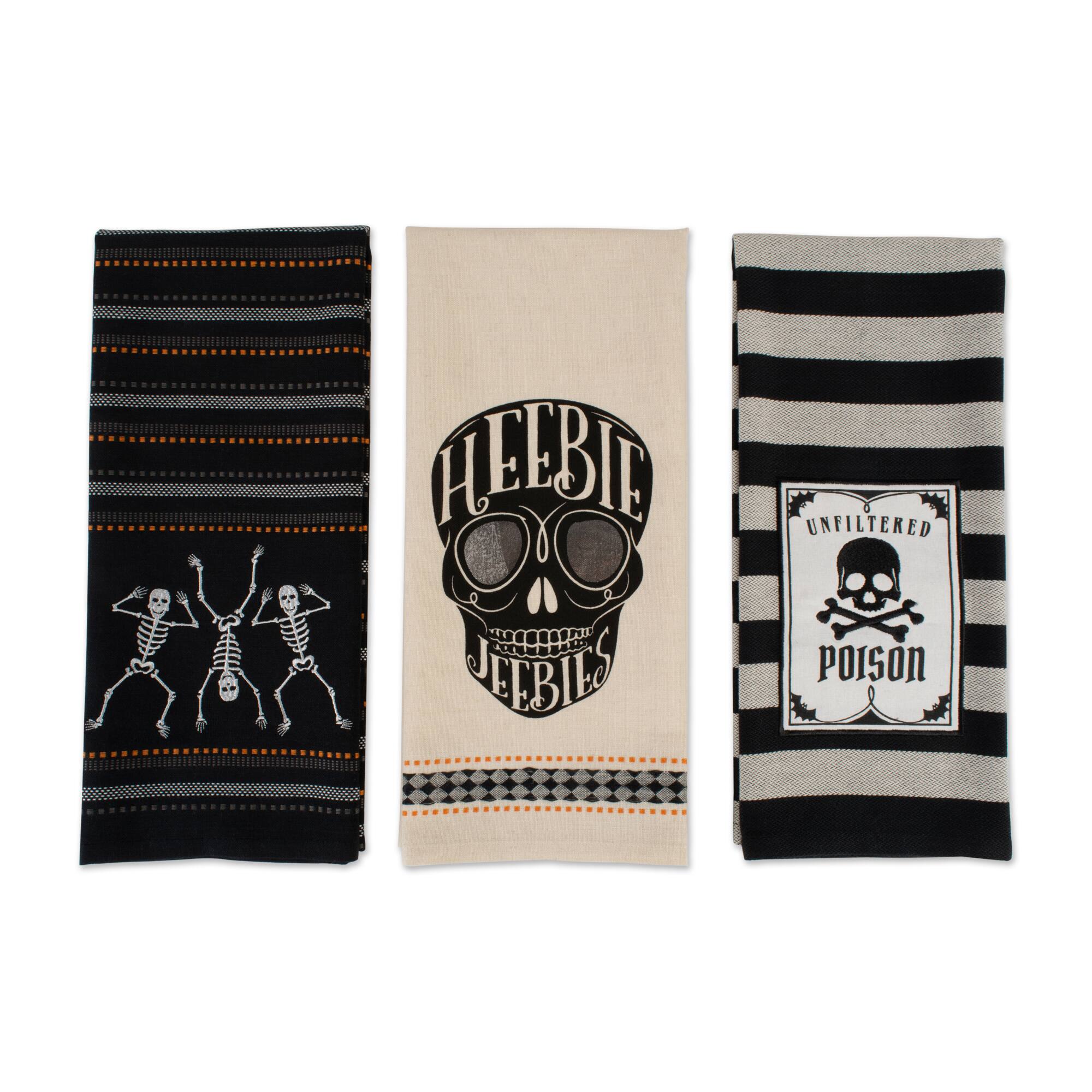 DII&#xAE; Assorted Skeleton Embellished Dishtowel Set
