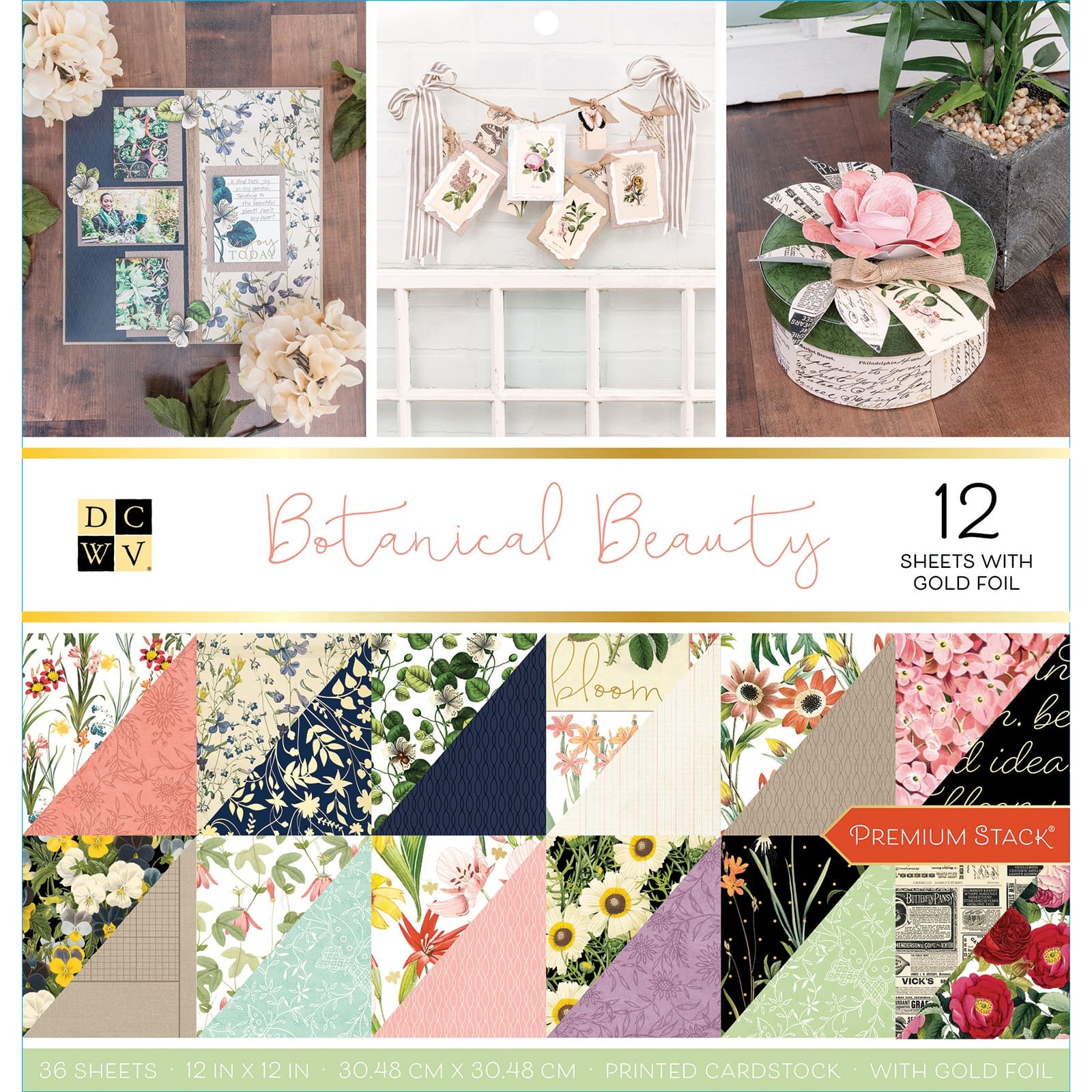 DCWV® 12" x 12" Botanical Beauty Double‑Sided Cardstock Stack, 36 Sheets