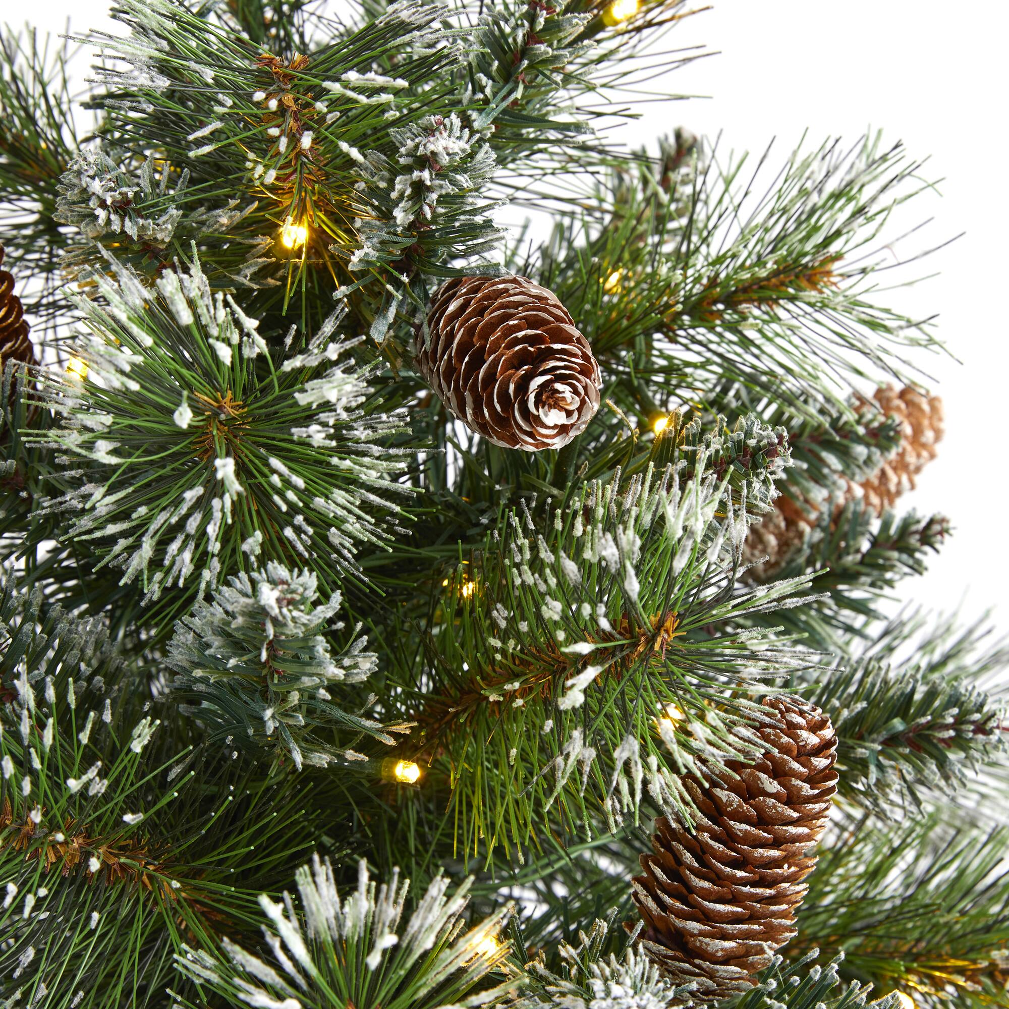 2ft. Pre-Lit Frosted Pine Artificial Christmas Tree with Pinecones, Clear LED Lights