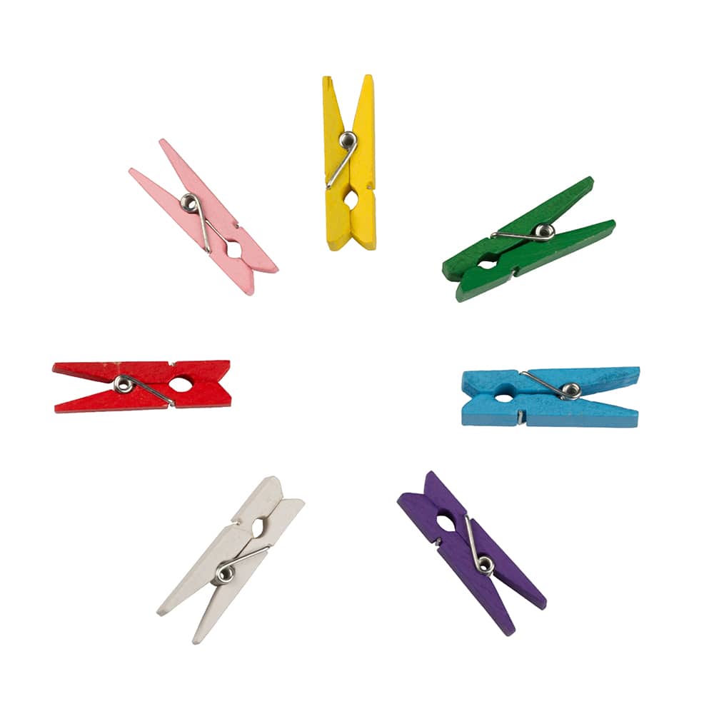 JAM Paper 1.5&#x22; Colorful Wood Clip Clothespins, 24ct.