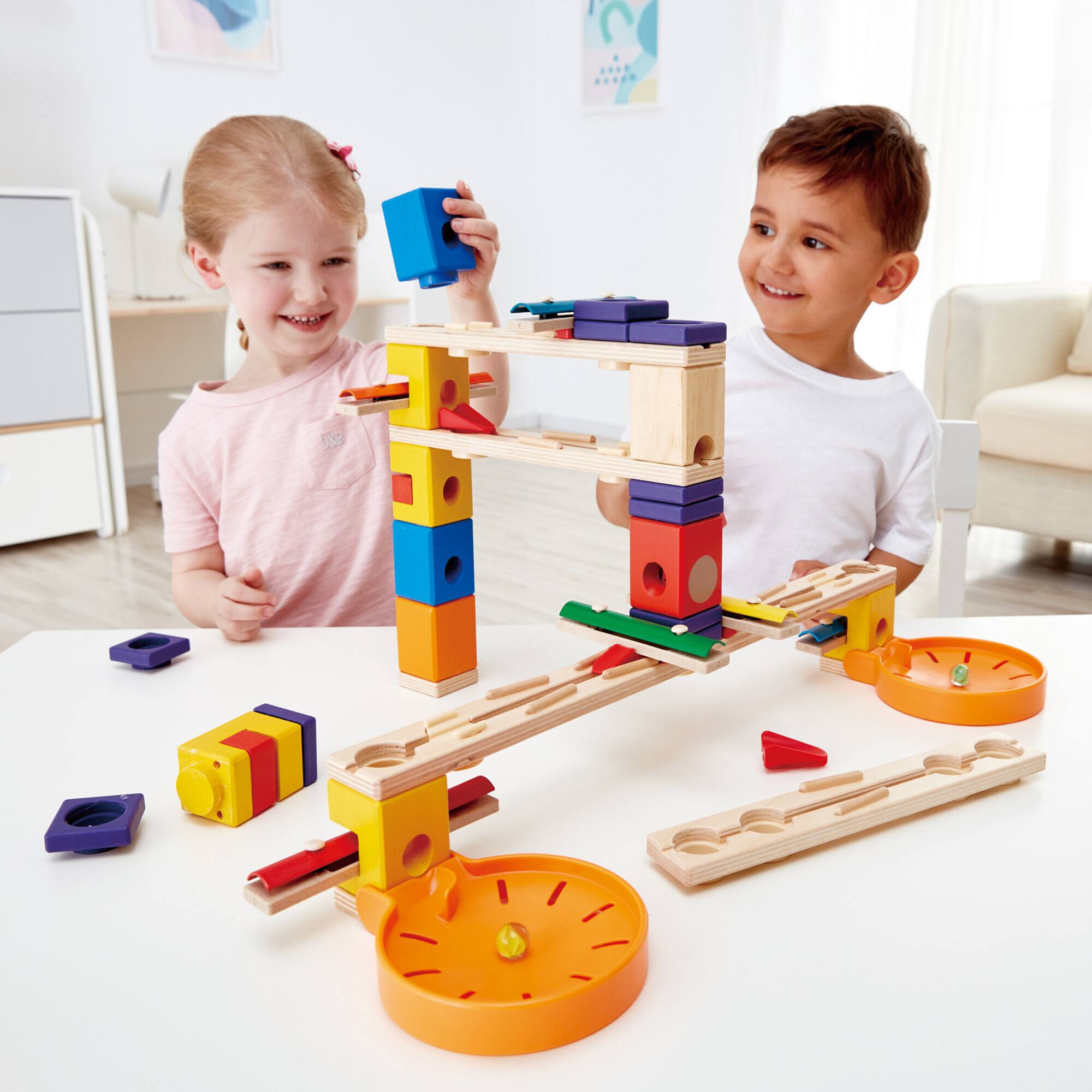 Hape Quadrilla Wooden Music Motion Marble Run Construction Set
