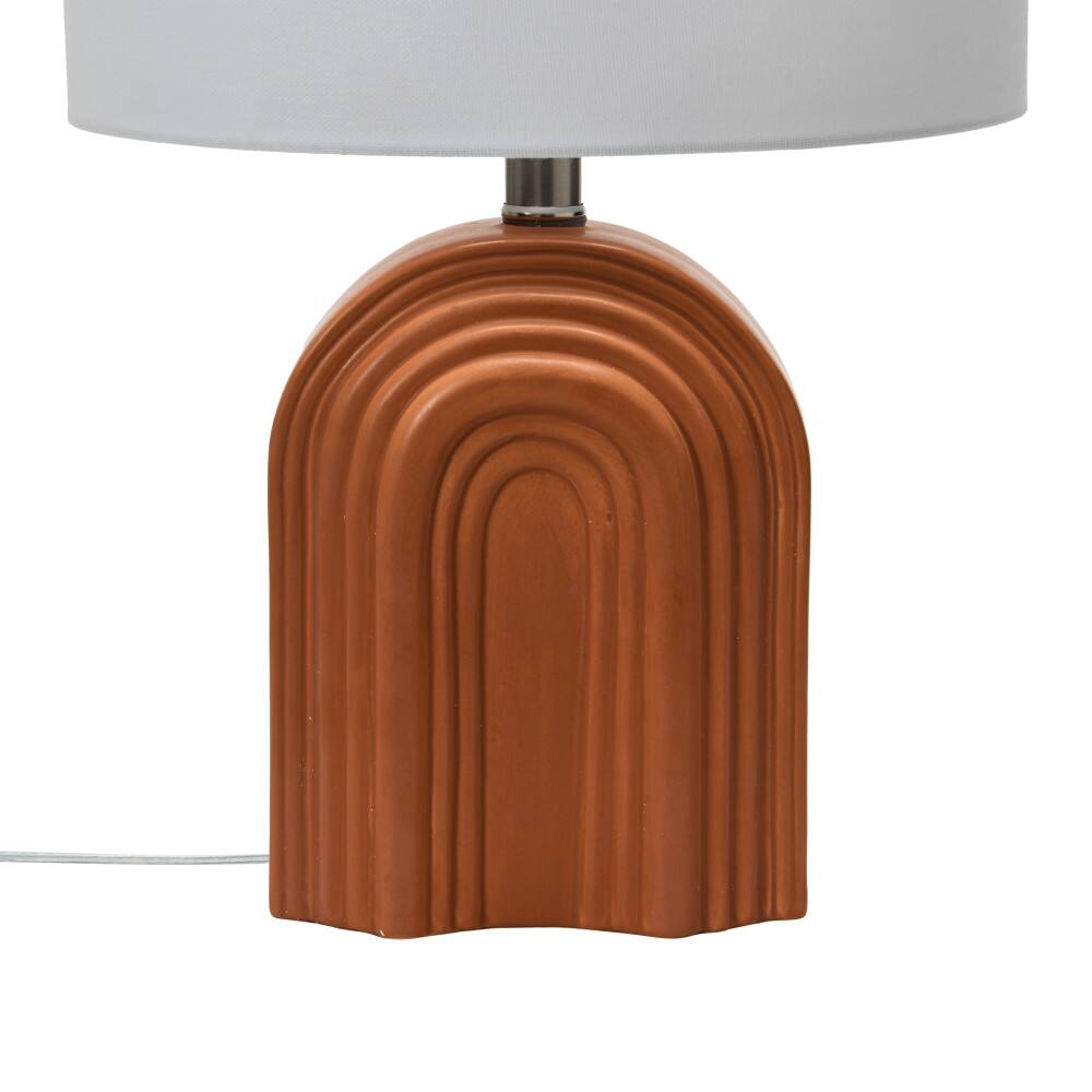 Hello Honey® 19" Carved Arch Stoneware Table Lamp with Linen Drum Shade