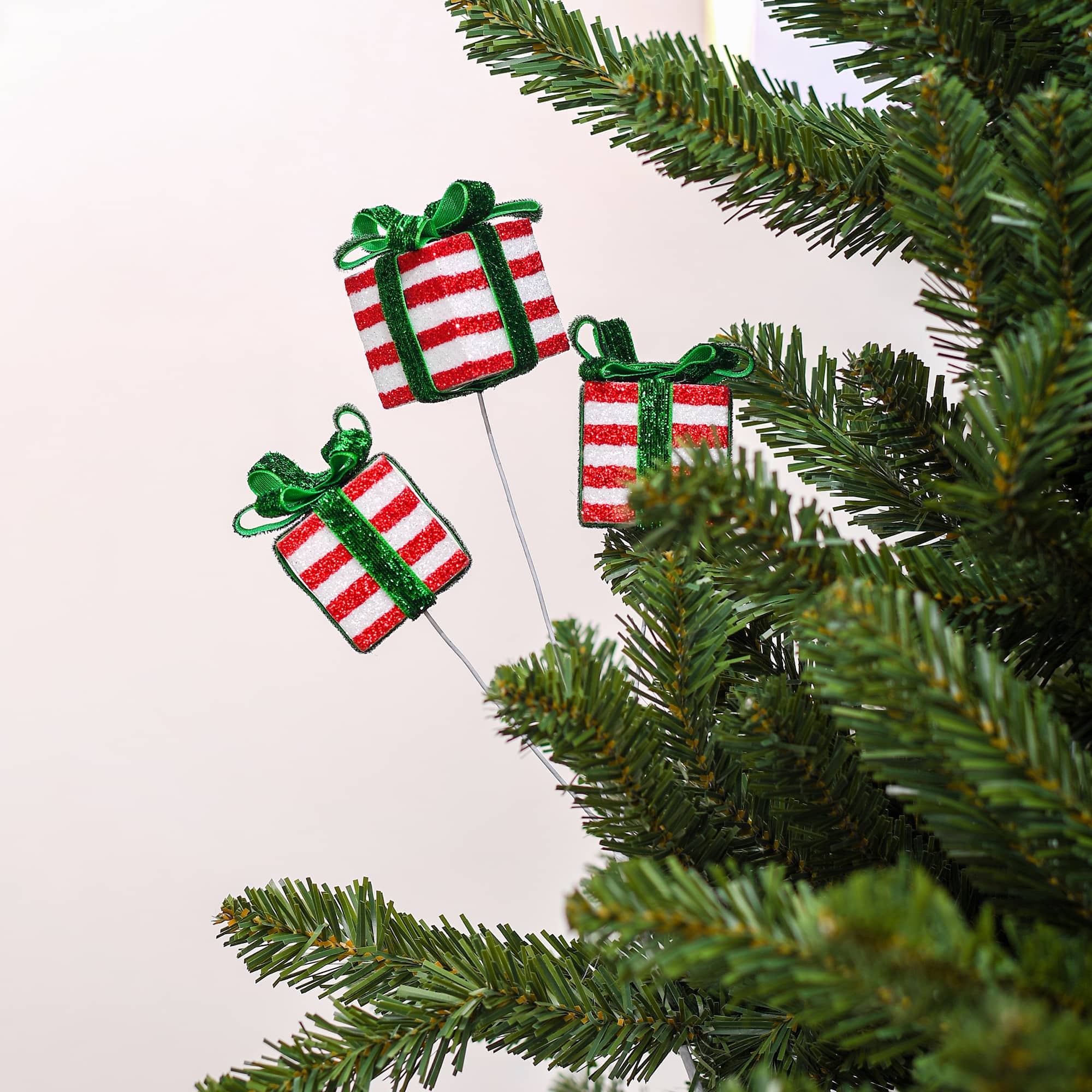 11.75&#x22; Red &#x26; White Glitter Gift Box Pick by Ashland&#xAE;