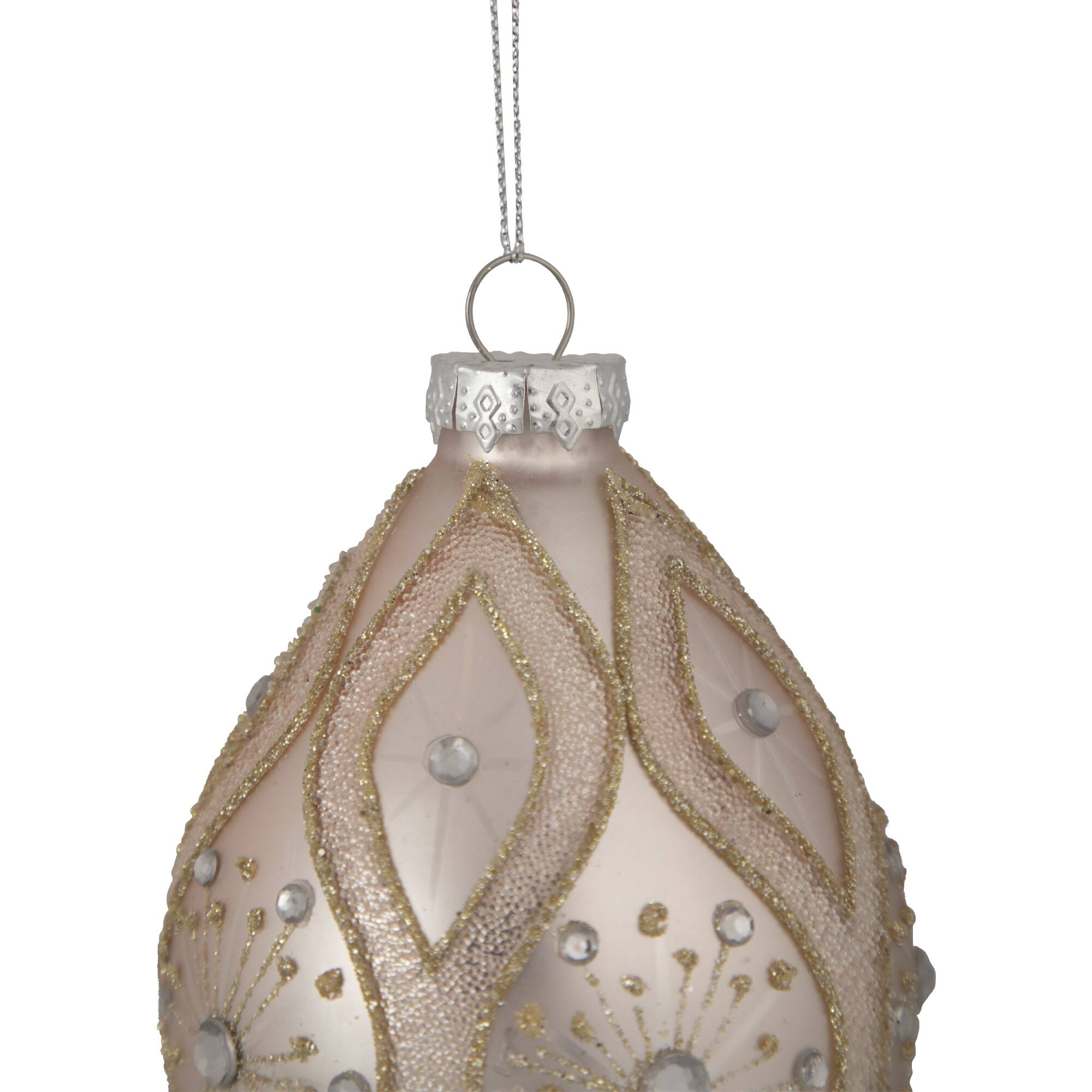 5.25" Rose Gold Retro Ombre Glass Christmas Drop Ornament