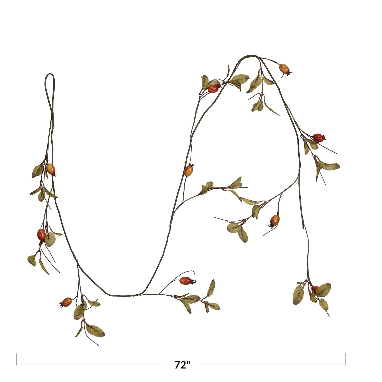 Hello Honey&#xAE; 6ft. Green &#x26; Orange Faux Rose Hip Garland