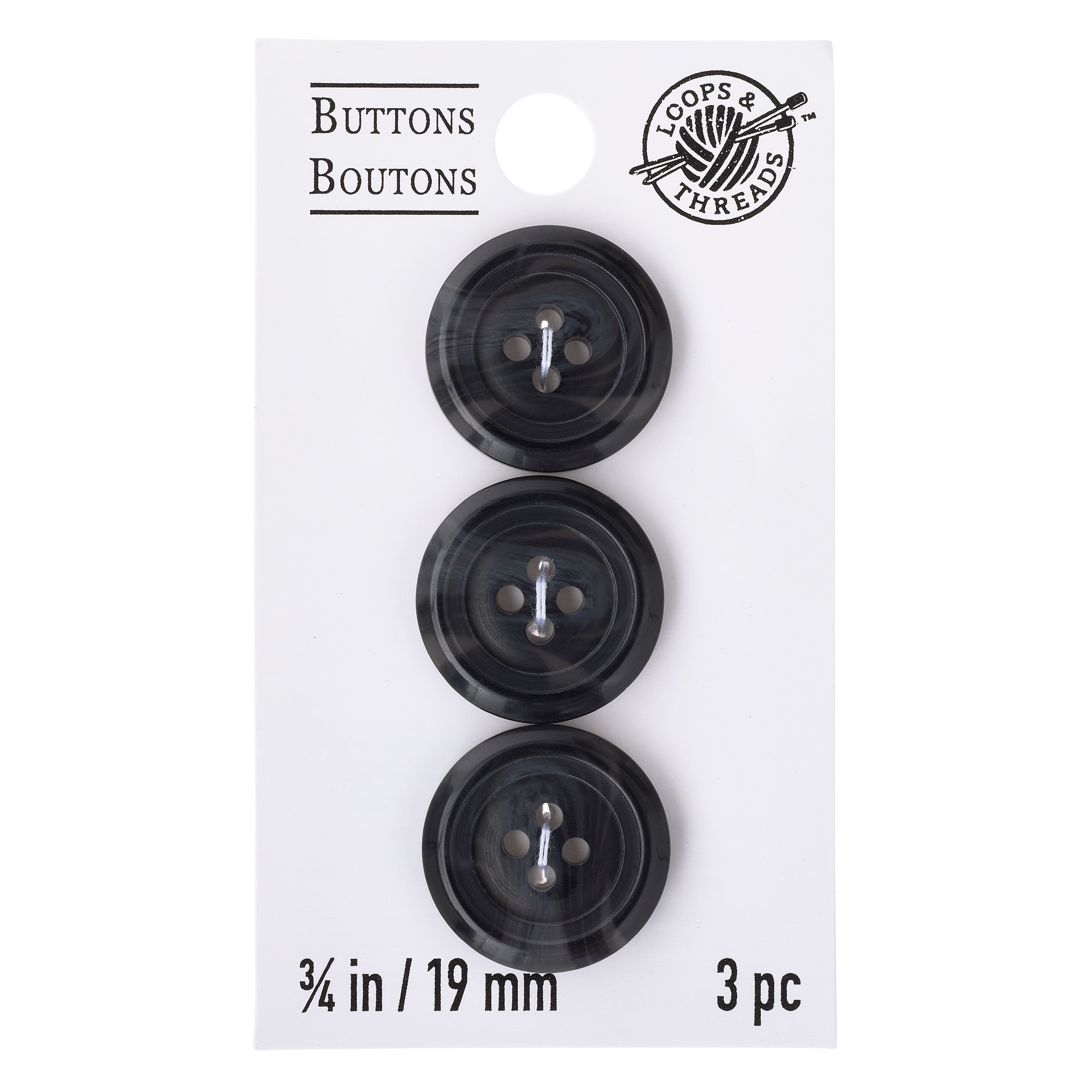 3/4" Black Buttons
