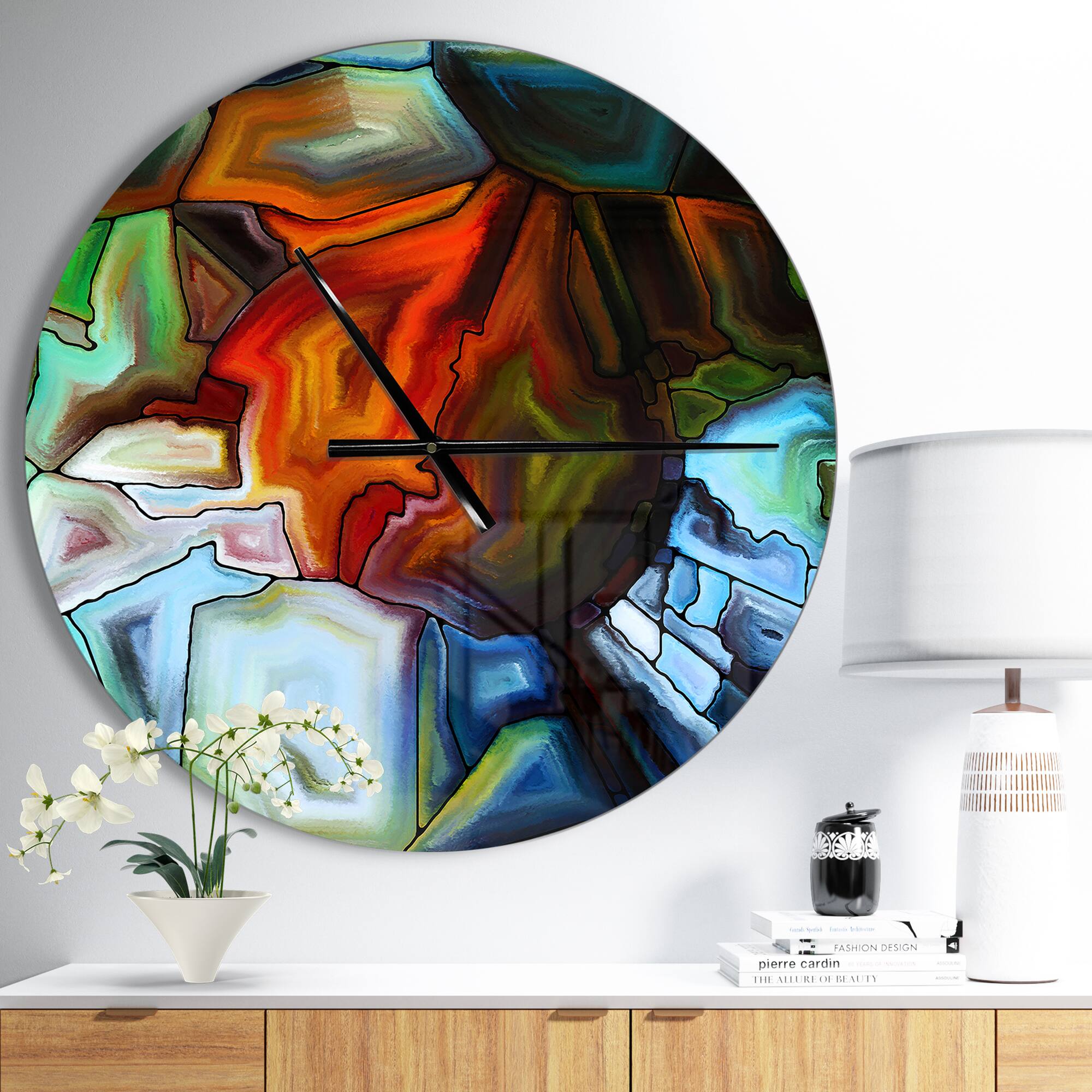 Designart 'Abstract Stained Glass Design Modern Wall Clock