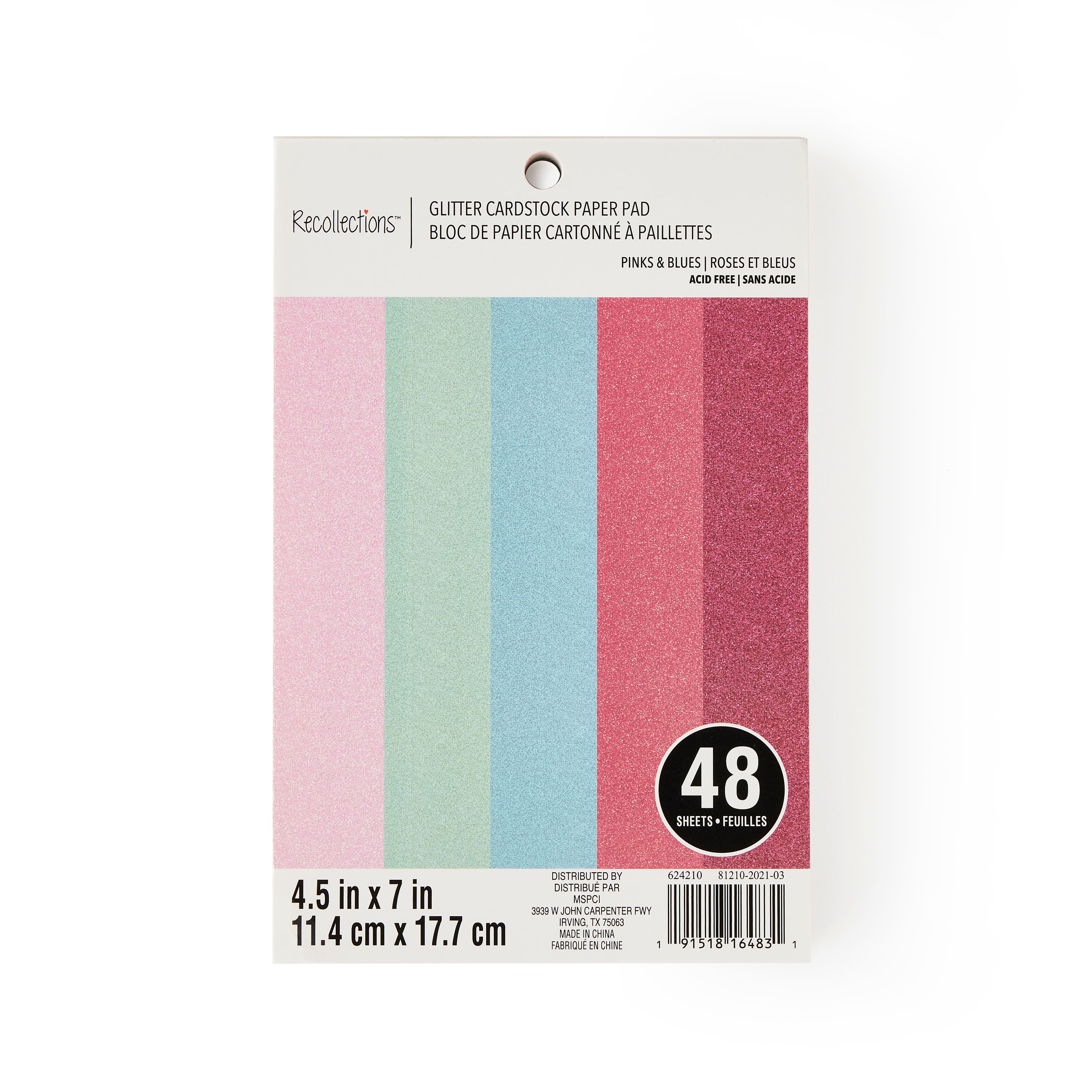 Pinks & Blues Glitter 4.5" x 7" Cardstock Paper by Recollections™, 48 Sheets