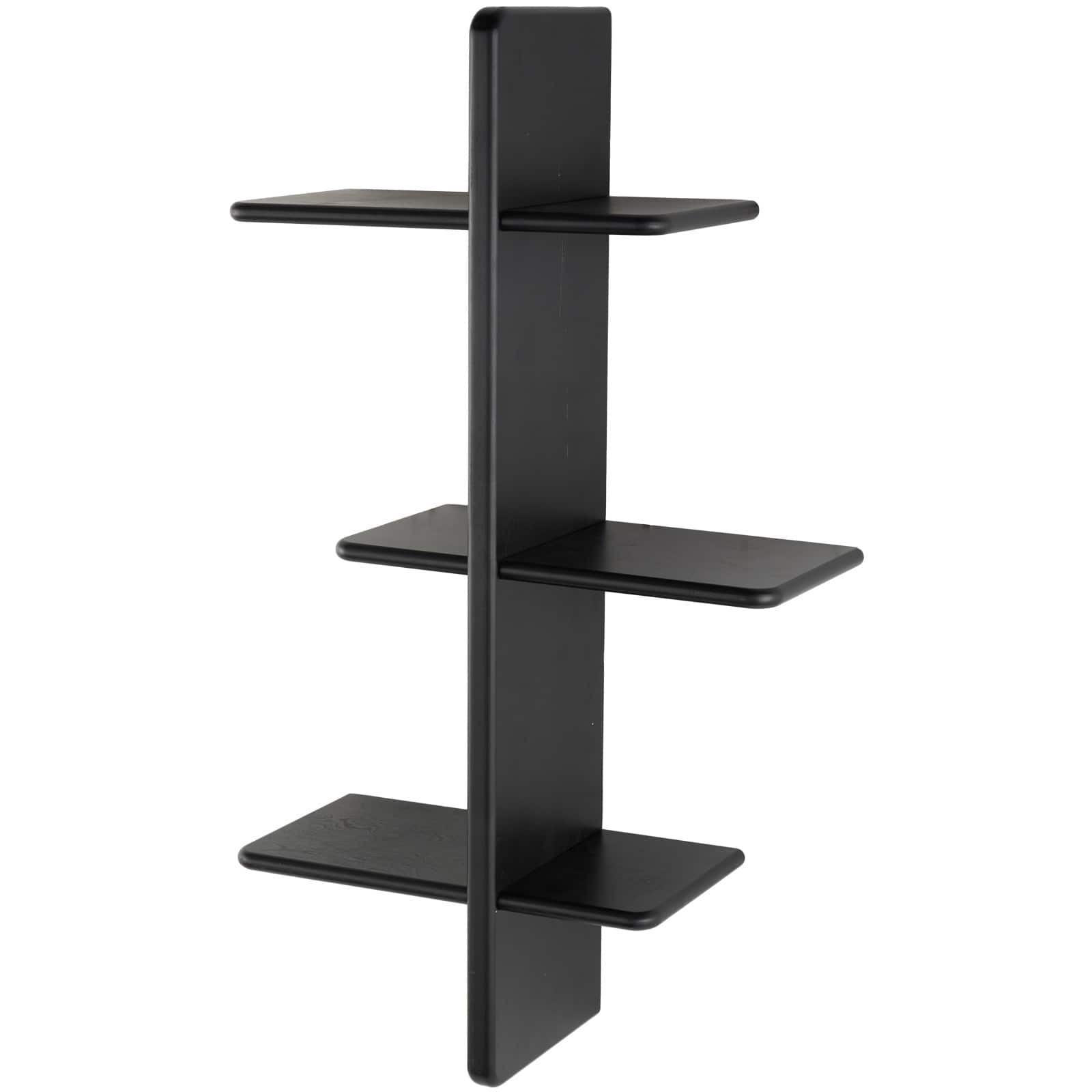 19" x 33" 6 Shelf Black Wood Handmade Wall Hanging Shelf