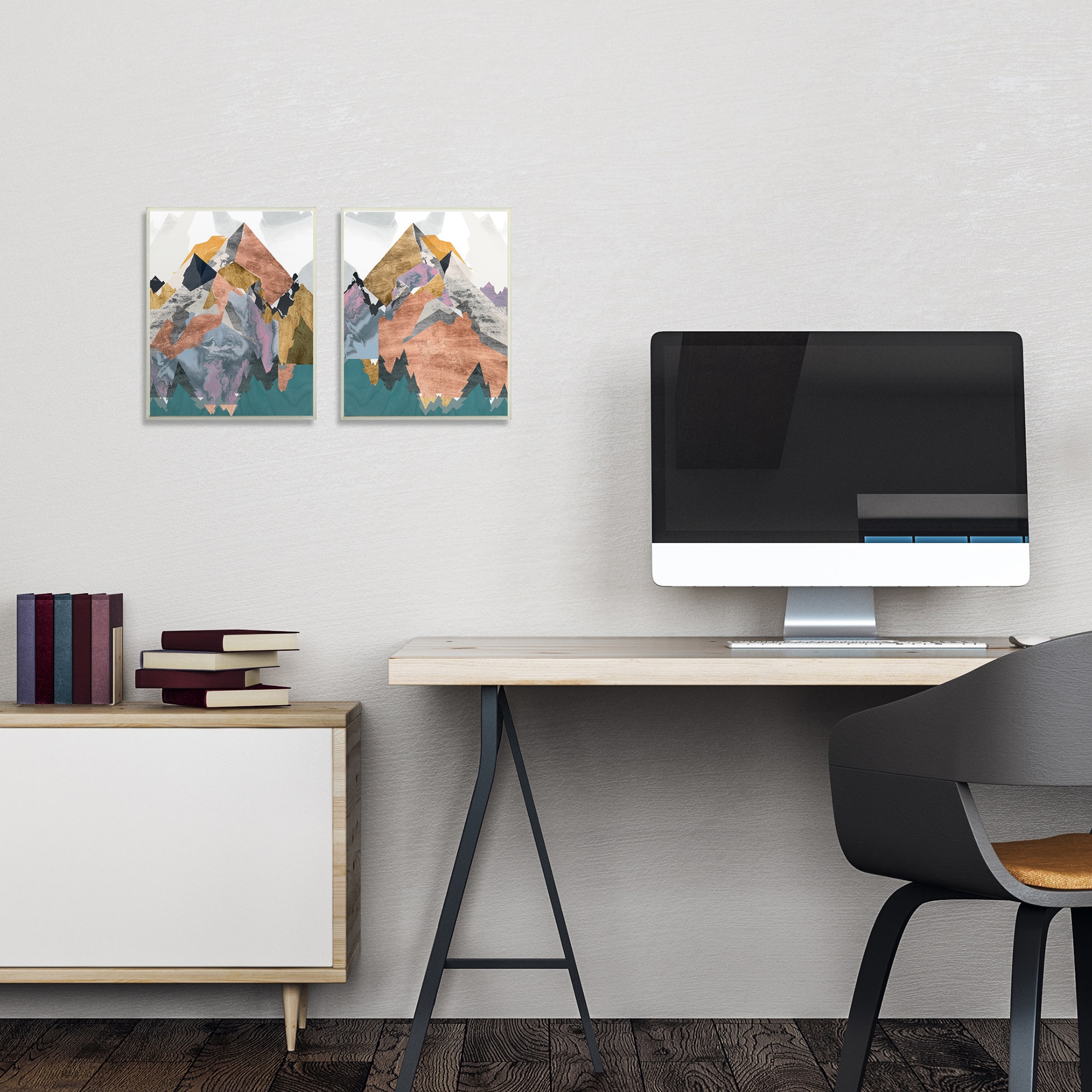 Stupell Industries Foil Collage Mountain Landscape Canvas Wall Art Set