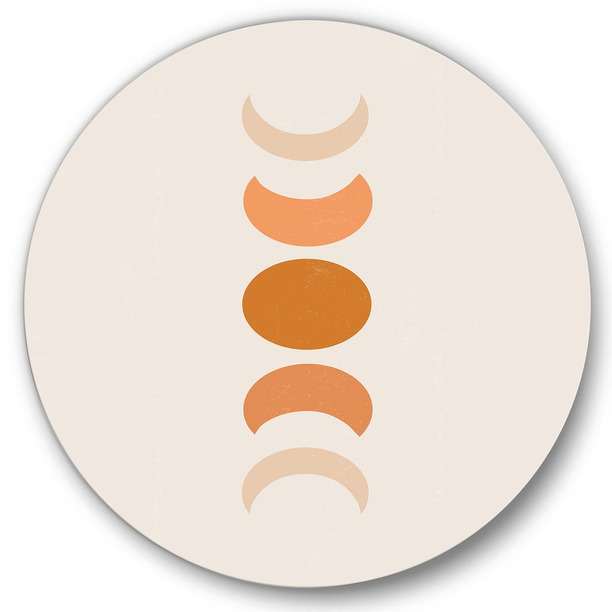 Designart - Minimalist Moon Phases - Modern Metal Circle Wall Art