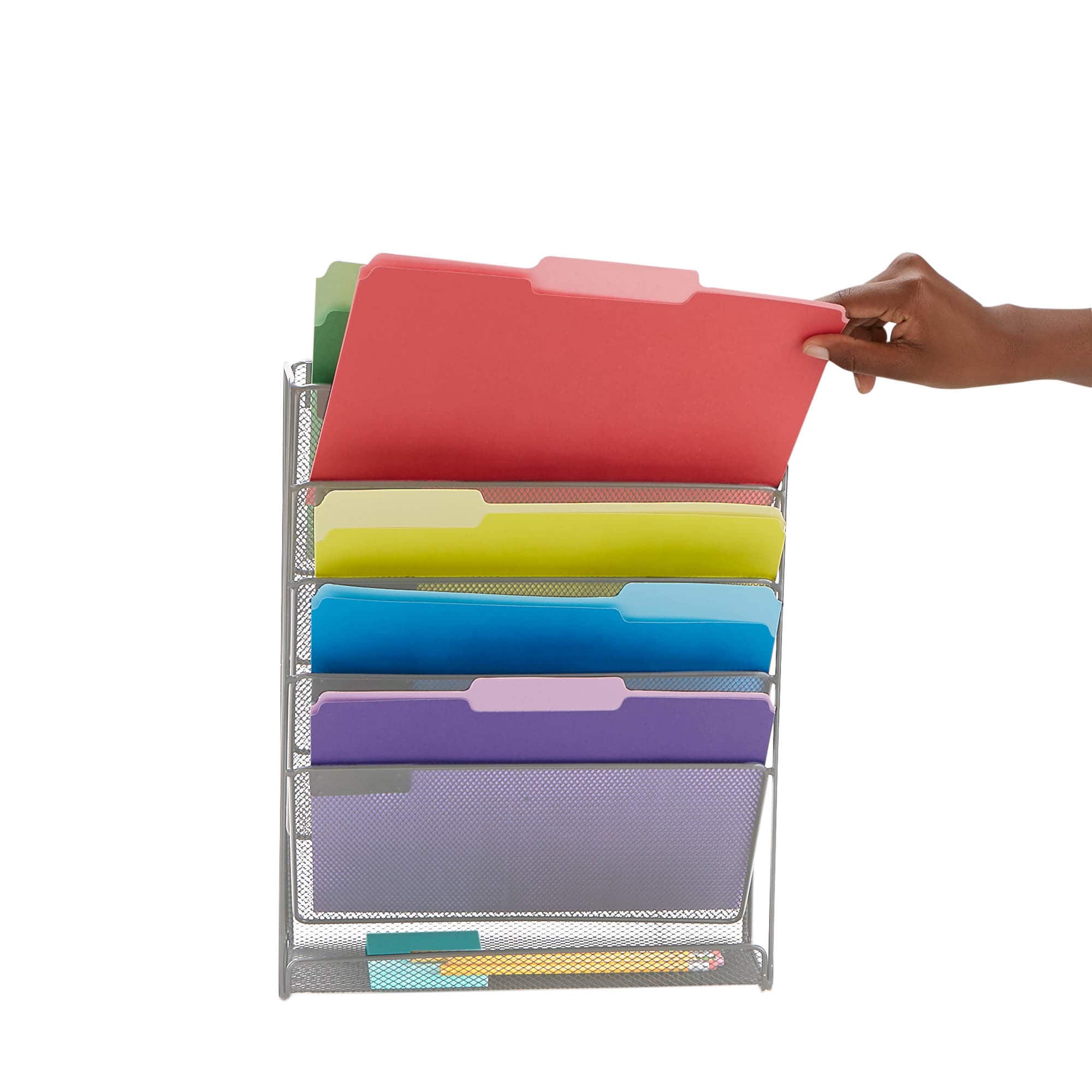 Mind Reader 6 Compartment Vertical Hanging Wall File &#x26; Chart Organizer