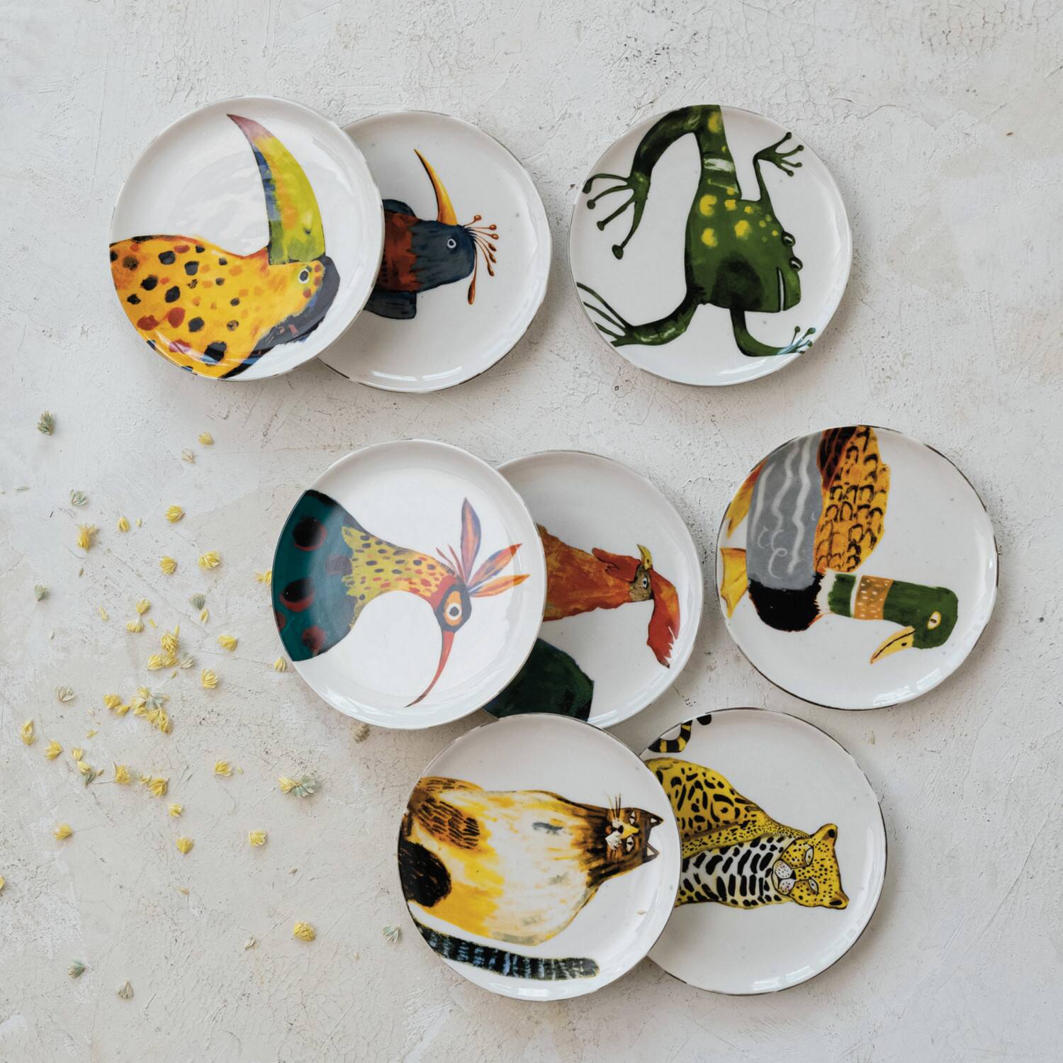 Hello Honey&#xAE; 6&#x22; Animal Design Stoneware Plate, 8ct.