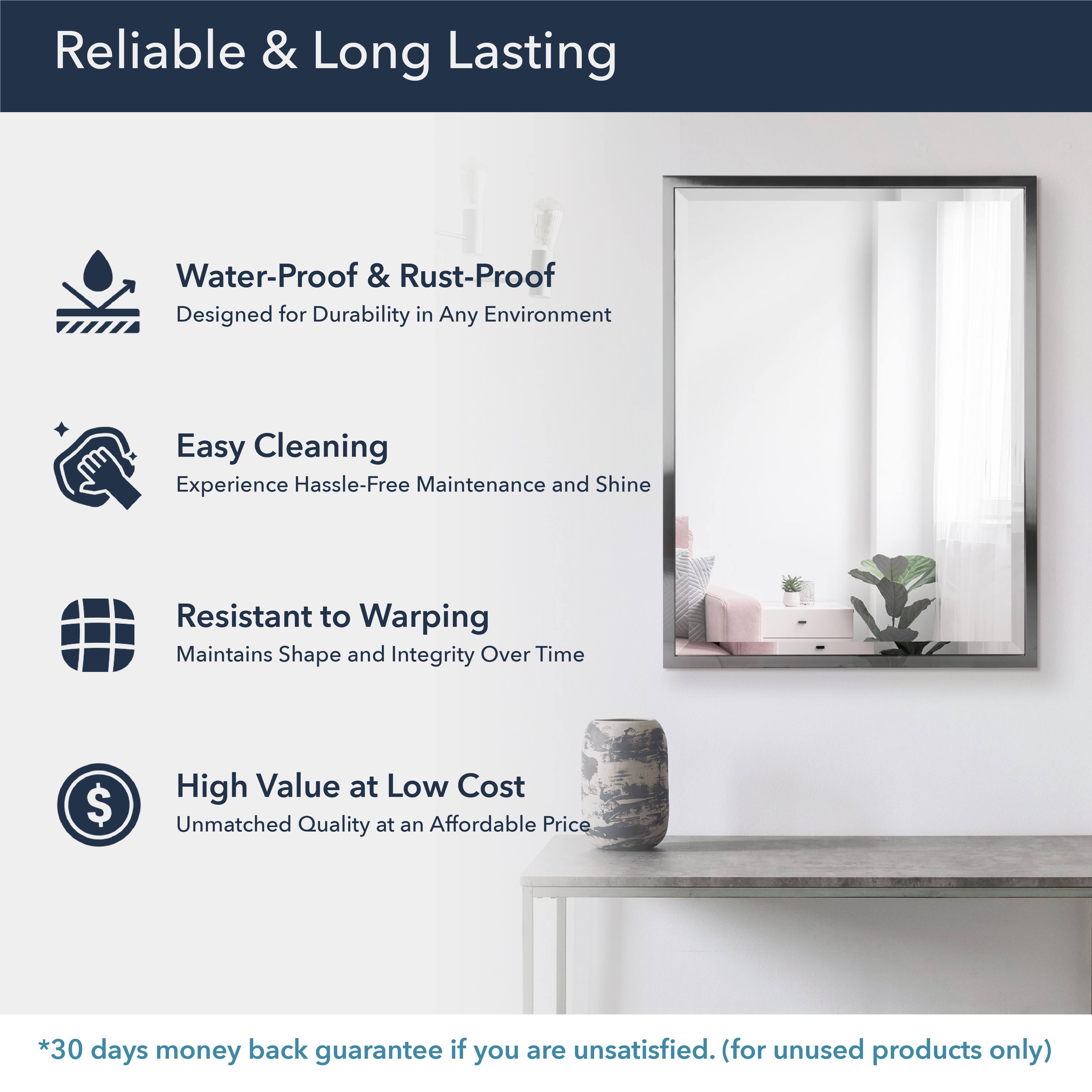 Head West Brushed Nickel Stainless Steel Beveled Accent Vanity Mirror