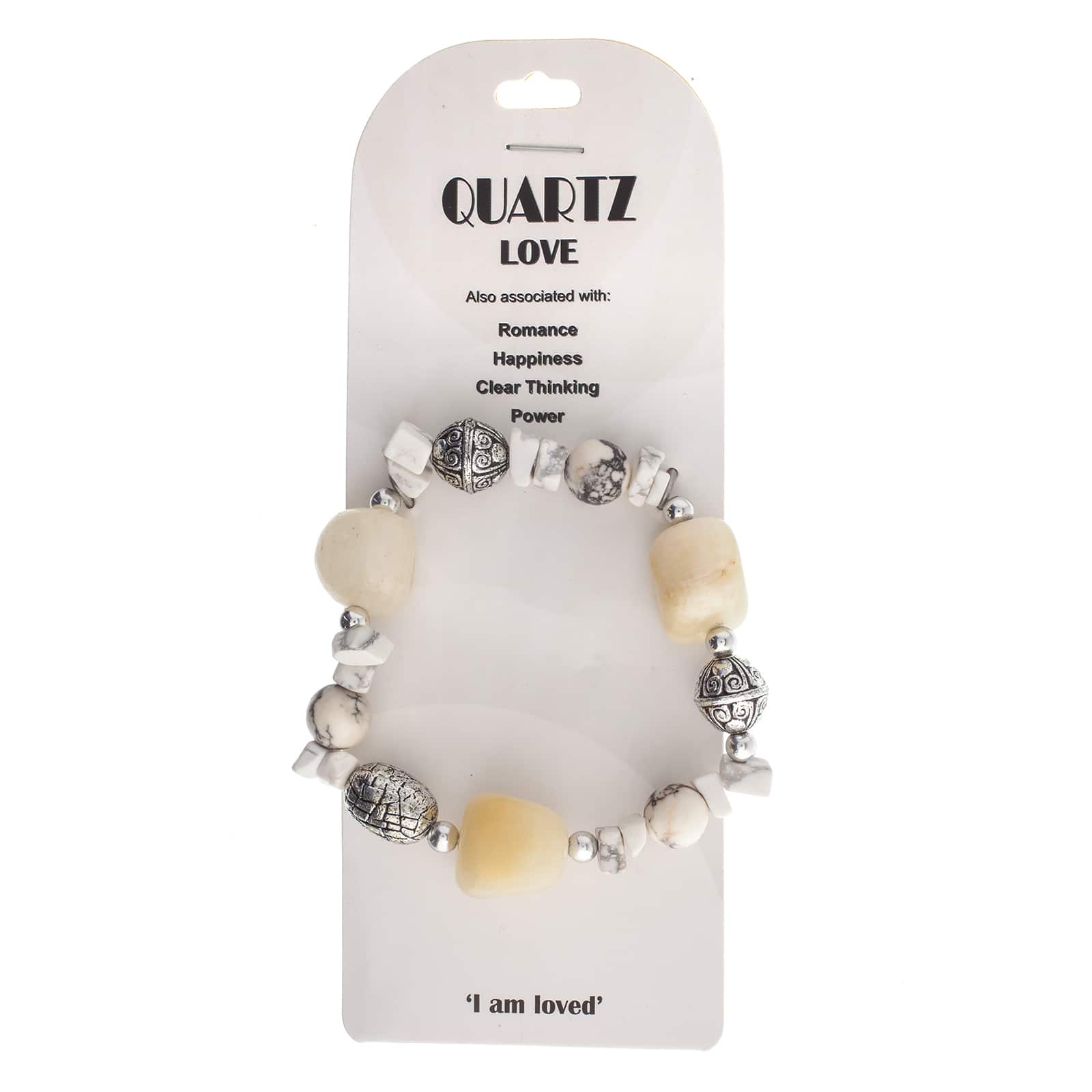 John Bead White Howlite &#x26; Crystal Quartz Natural Gemstone Bracelet